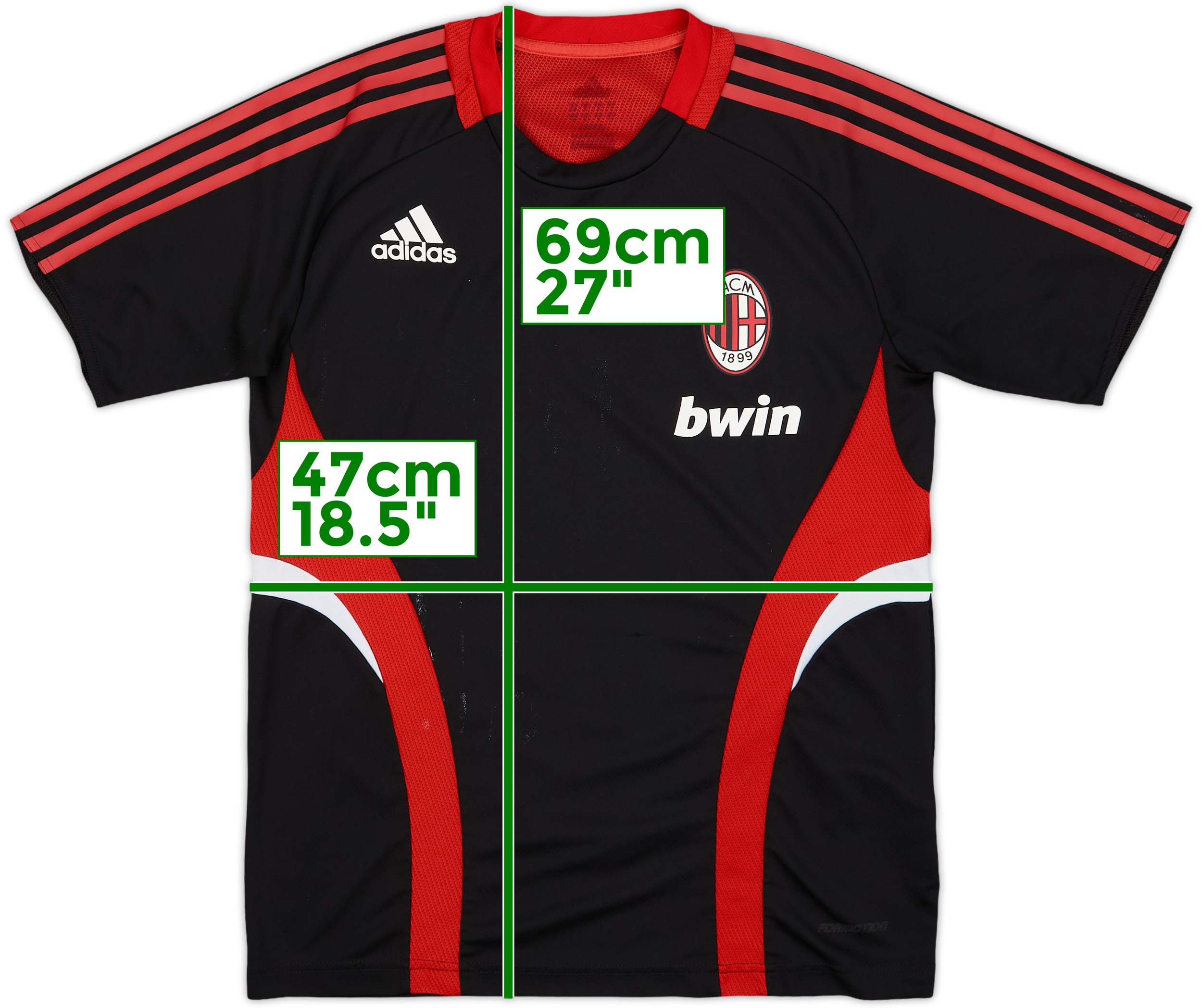 AC Milan ユニホーム　adidas M 赤黒　レドンド　No.5 2008-09 AC Milan adidas Training Shirt - 5/10 - (XS)