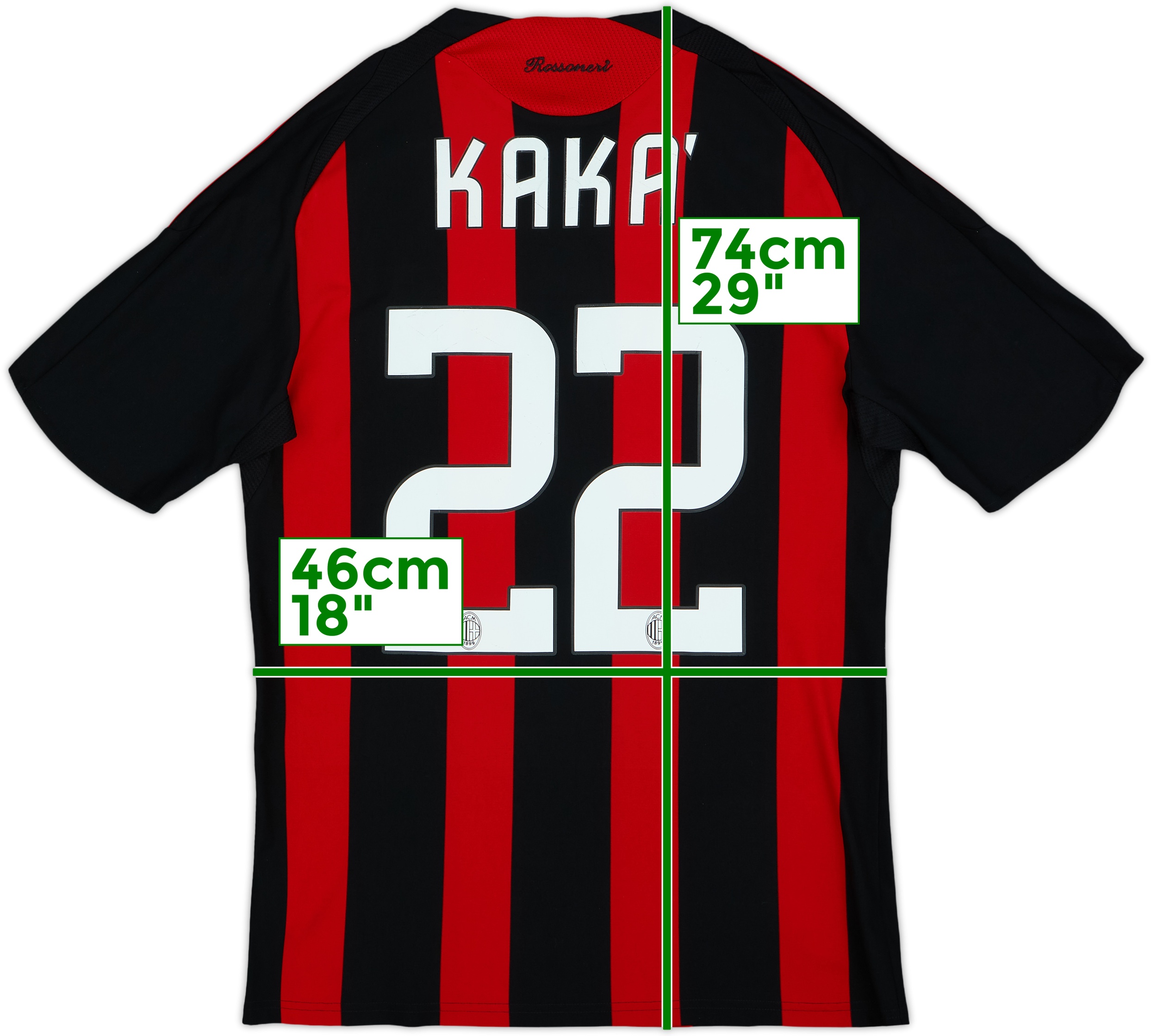 ACミラン KAKA 22 赤黒シャツ 2008-09 AC Milan Home Shirt Kaka #22 - 4/10 - (S)