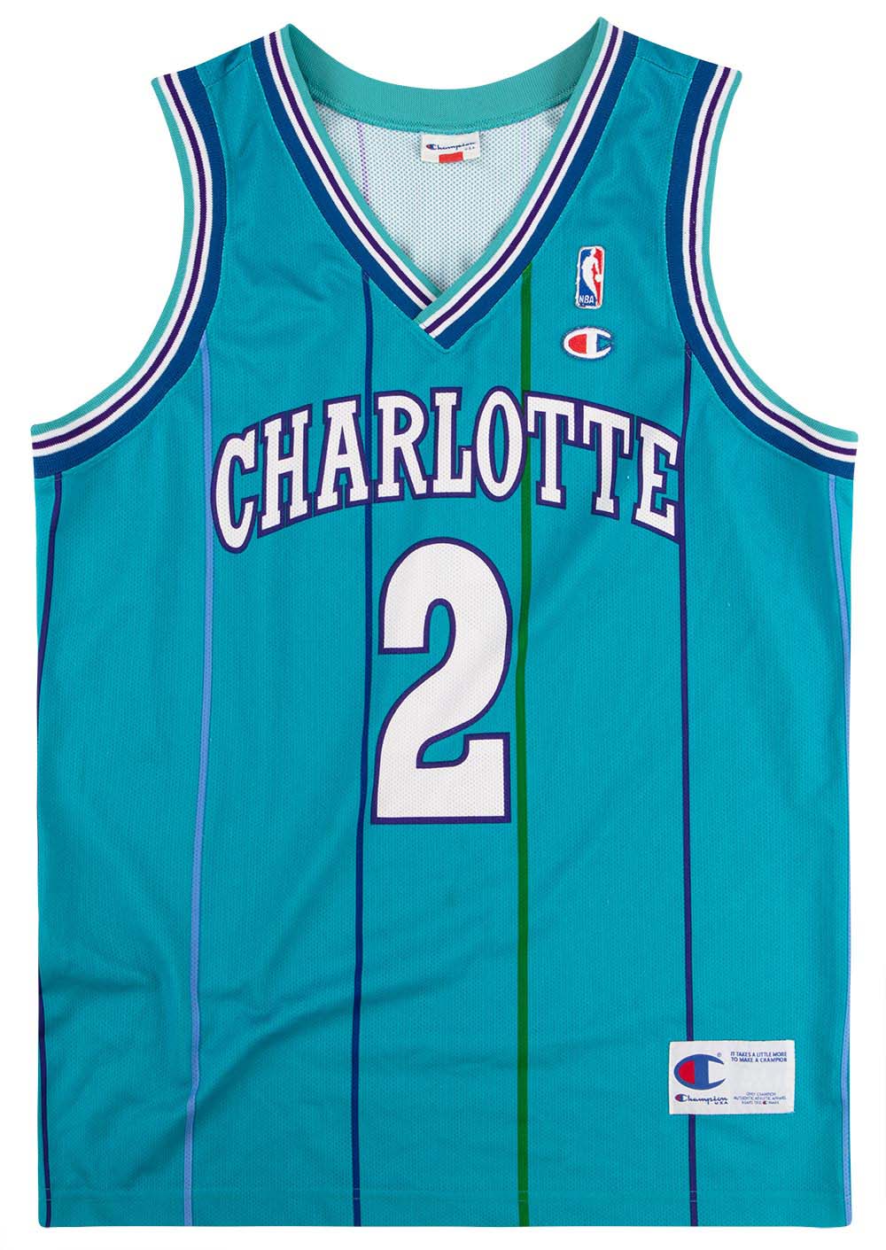 1992-96 Charlotte Hornets Johnson #2 Champion Jersey (Away) XL