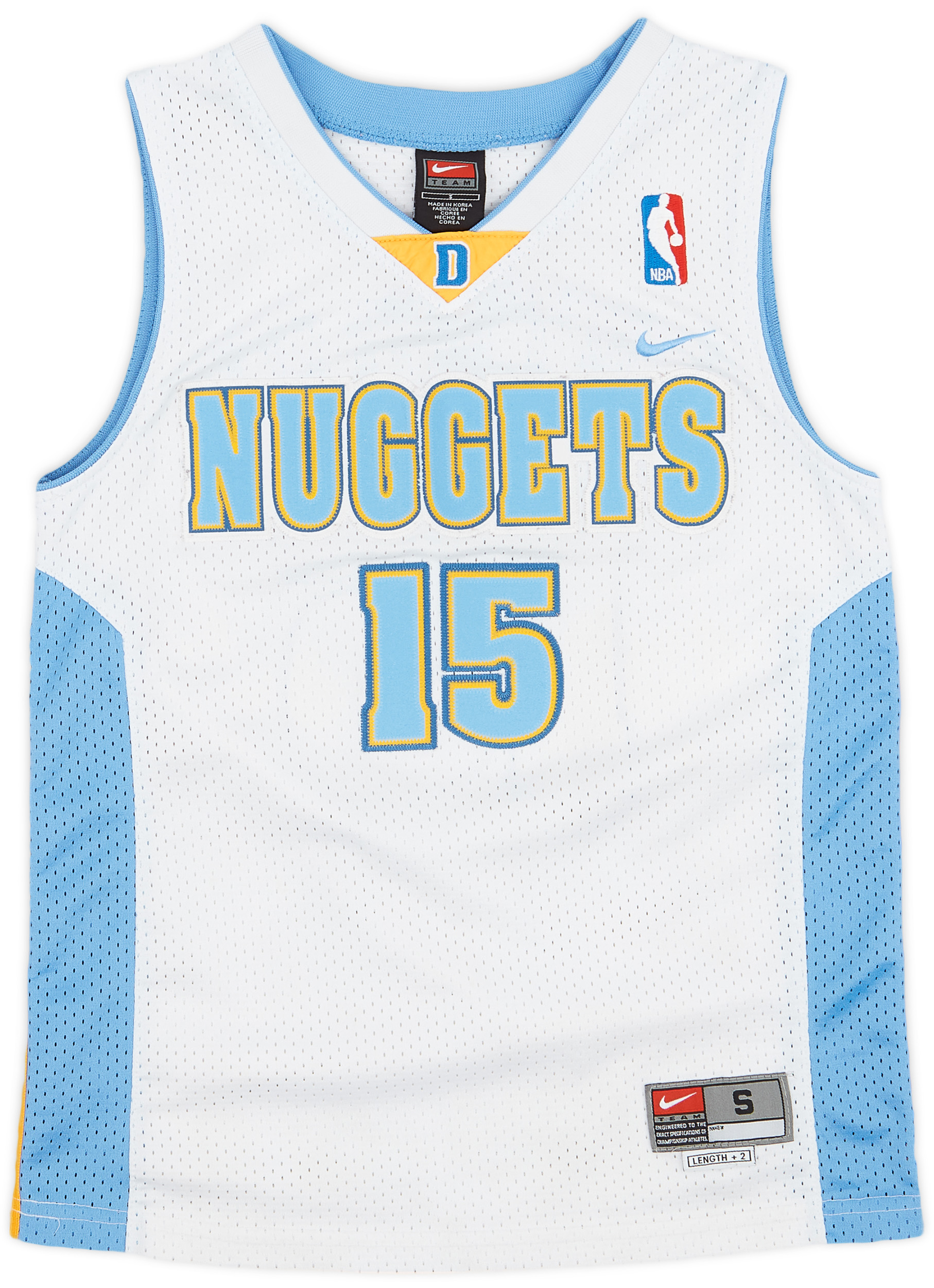 2003-04 Denver Nuggets Anthony #15 Nike Swingman Home Jersey - 8/10 - (S.Boys)