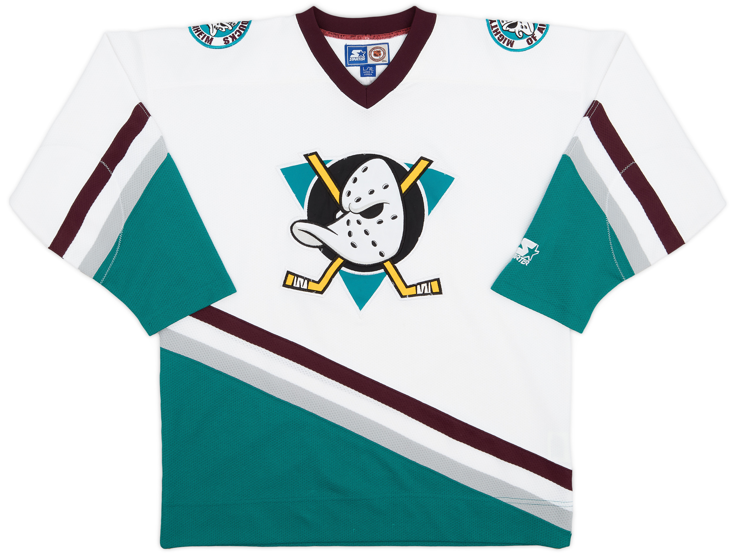 1996 99 Mighty Ducks of Anaheim Starter Home Jersey 8 10 XL.Boys