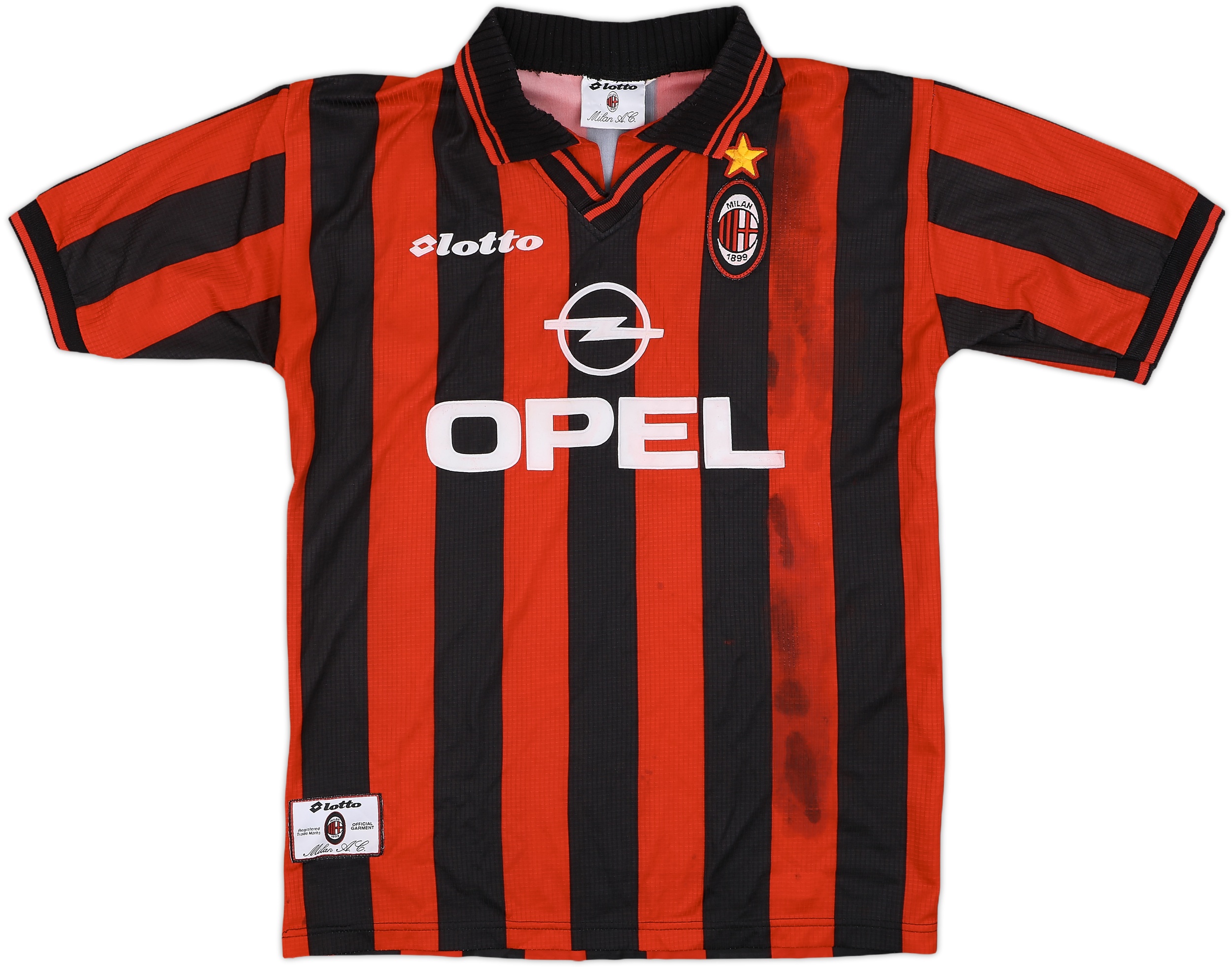 lotto AC MILAN ユニフォーム シャツ 9 1997-98 AC Milan Home Shirt - 10/10 - (L)