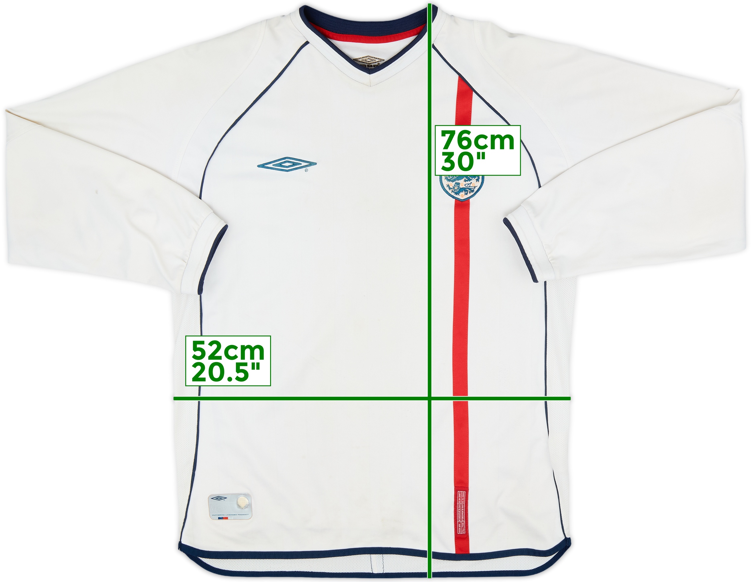 2001-03 England Home L/S Shirt - 5/10 - (L)