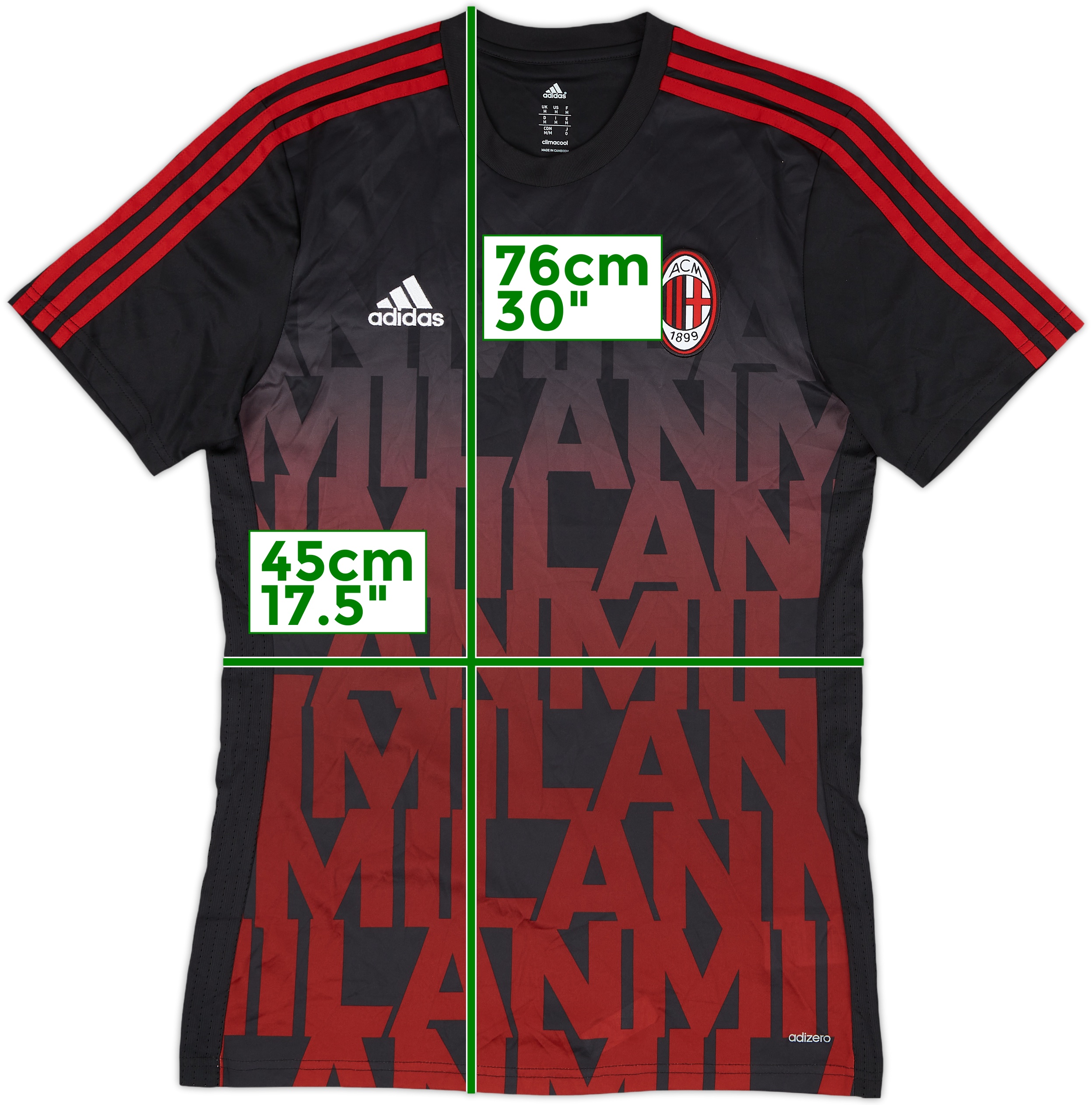 16-17 AC MILAN HONDA 10番　adidas M size赤黒 200824314562-