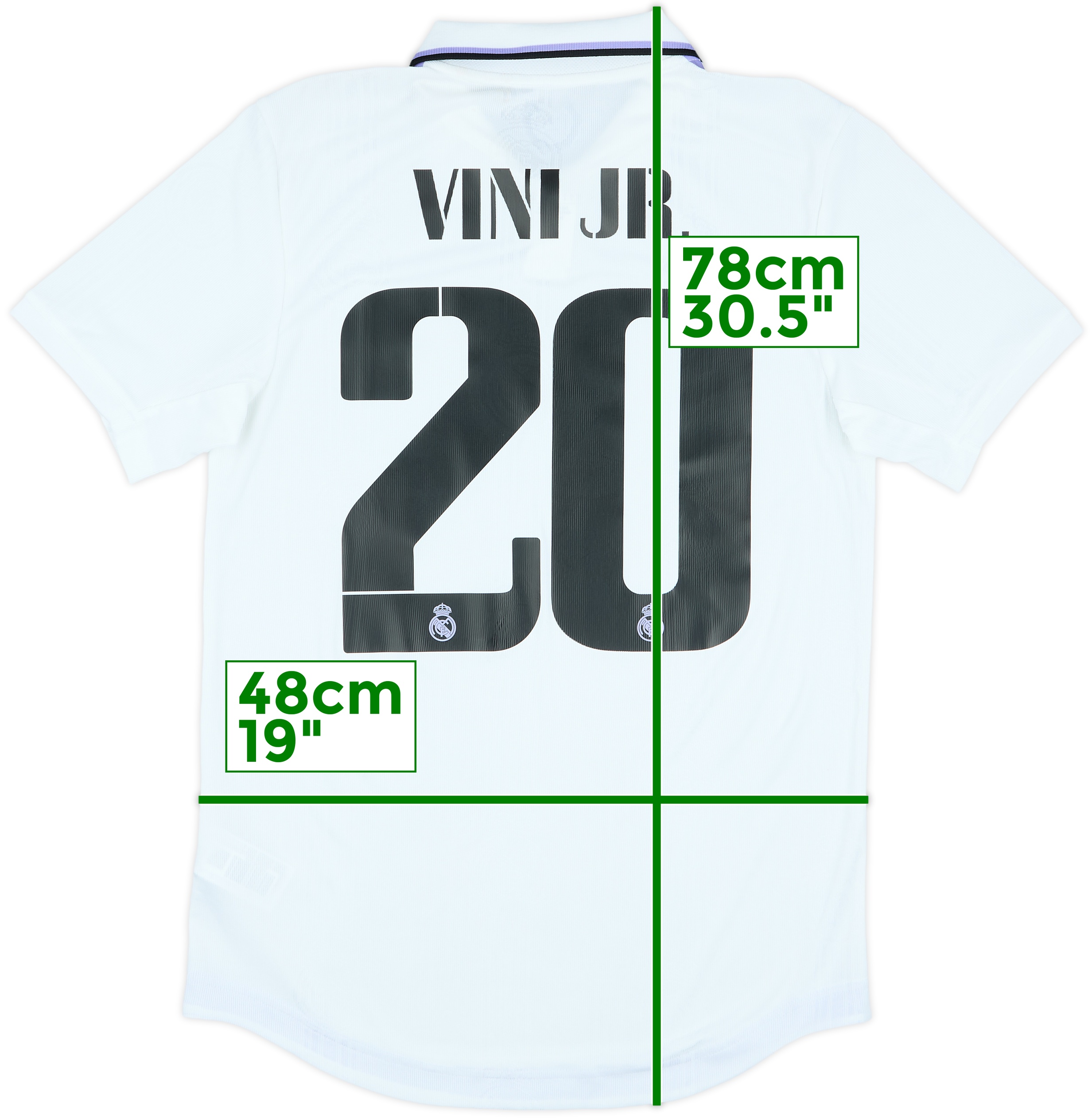 2022-23 Real Madrid Authentic Home Shirt Vini Jr #20 - 8/10