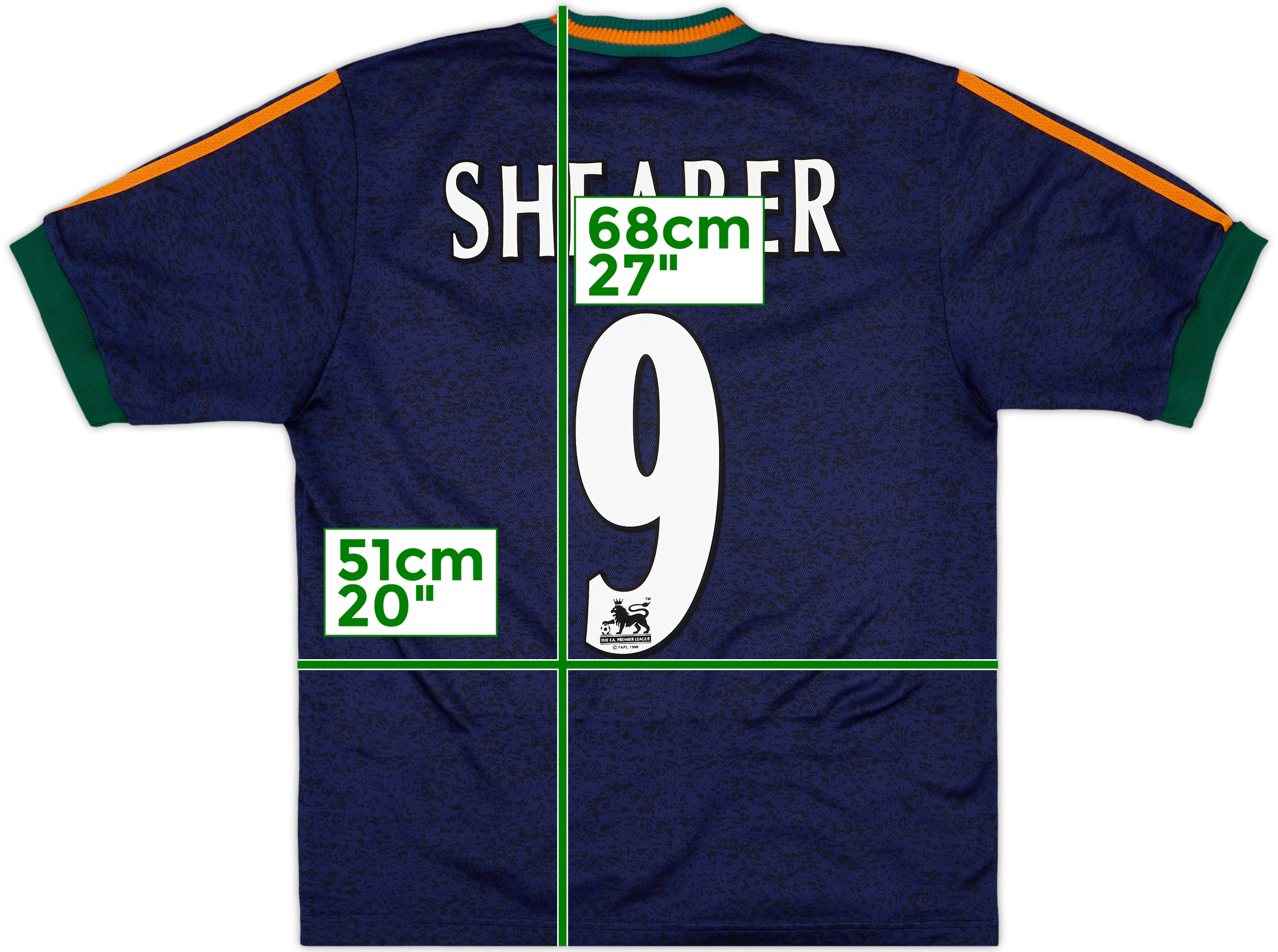 1997-98 Newcastle Away Shirt Shearer #9 - 8/10 - (S)