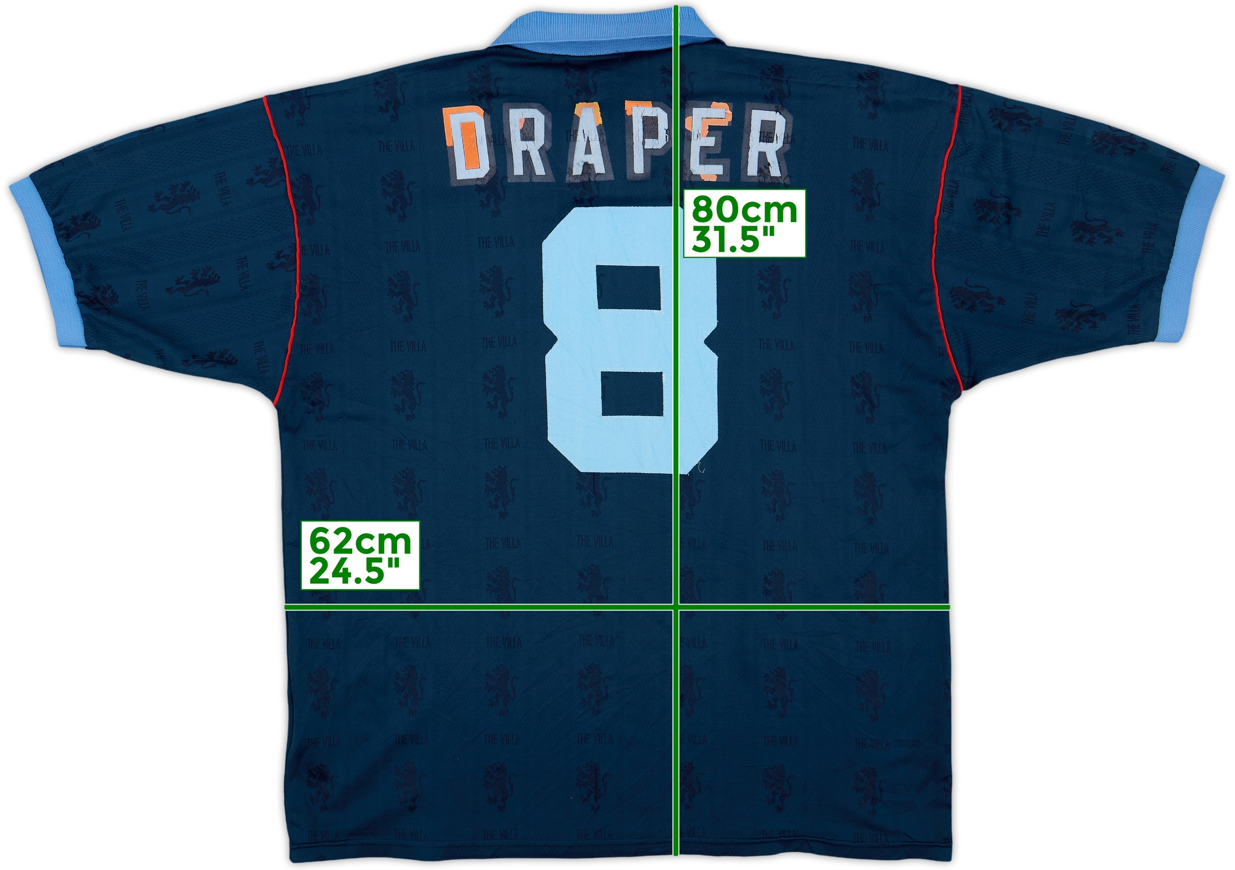 1995-97 Aston Villa Away Shirt Draper #8 - 4/10 - (XL)