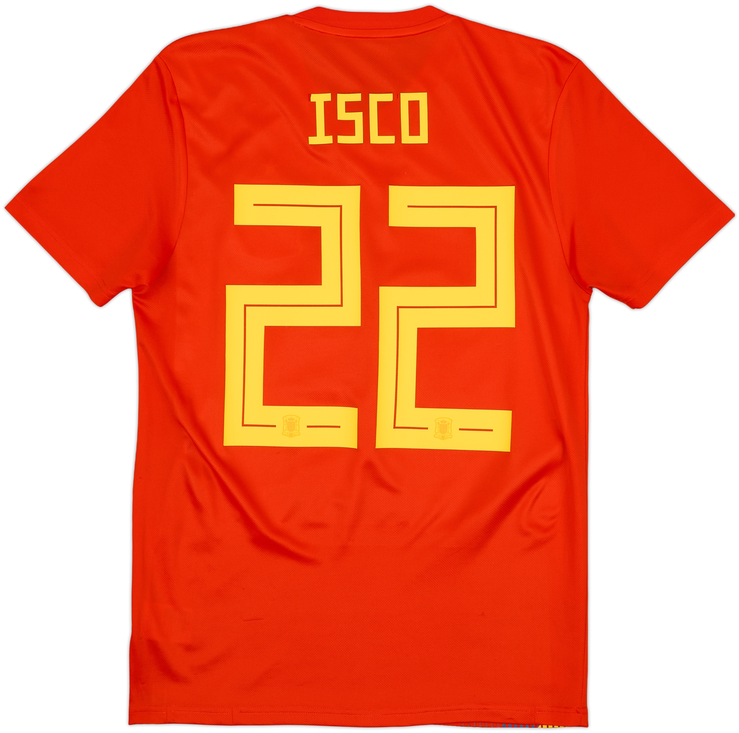 Adidas Youth Spain #22 Isco 2017/2019 Home Sz 2, US L Jersey