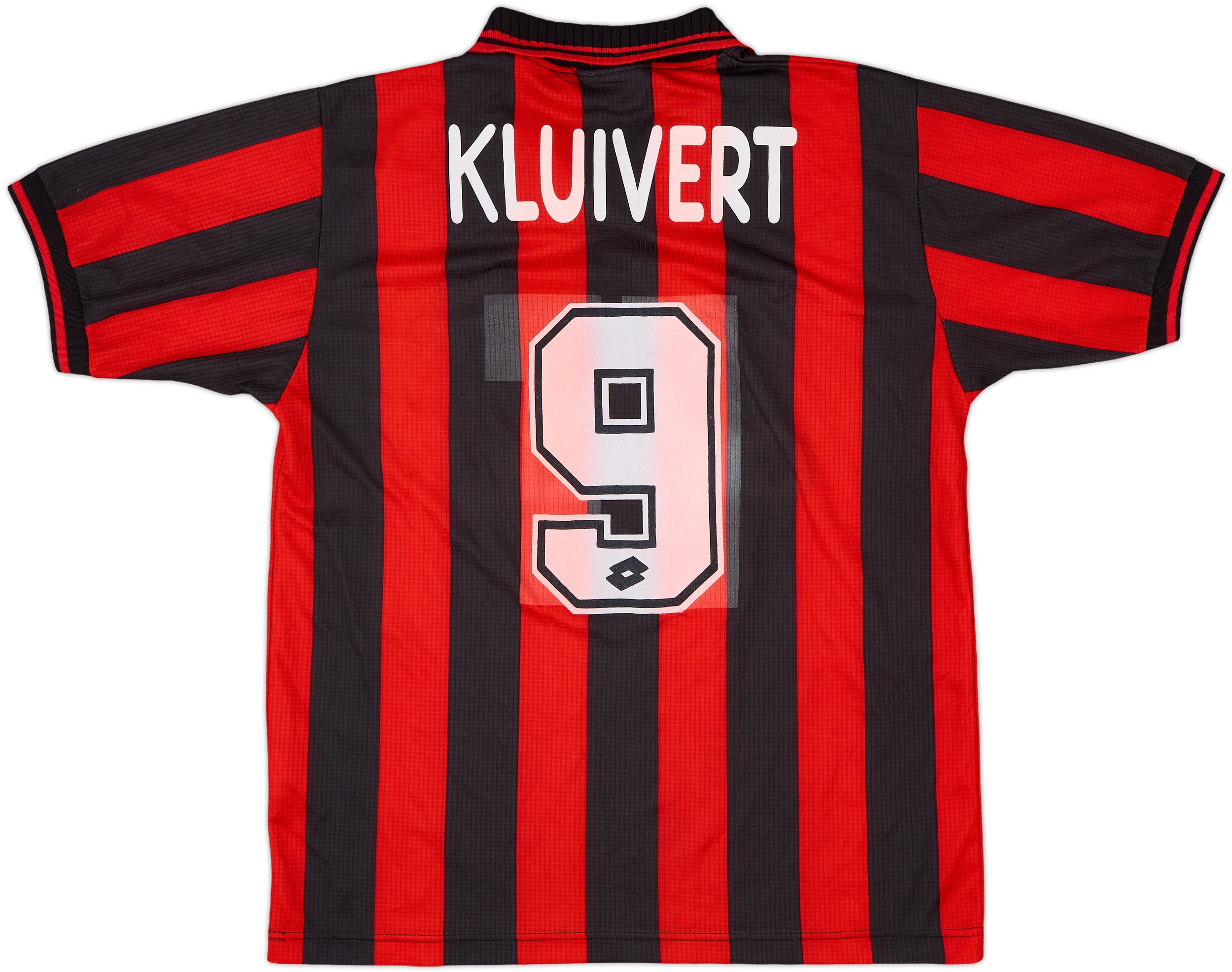 オペル KLUIVERT 9 番 長袖サッカーシャツ　97-98 ACミラン 1997-98 AC Milan Home Shirt Kluivert #9 - 7/10 - (M)