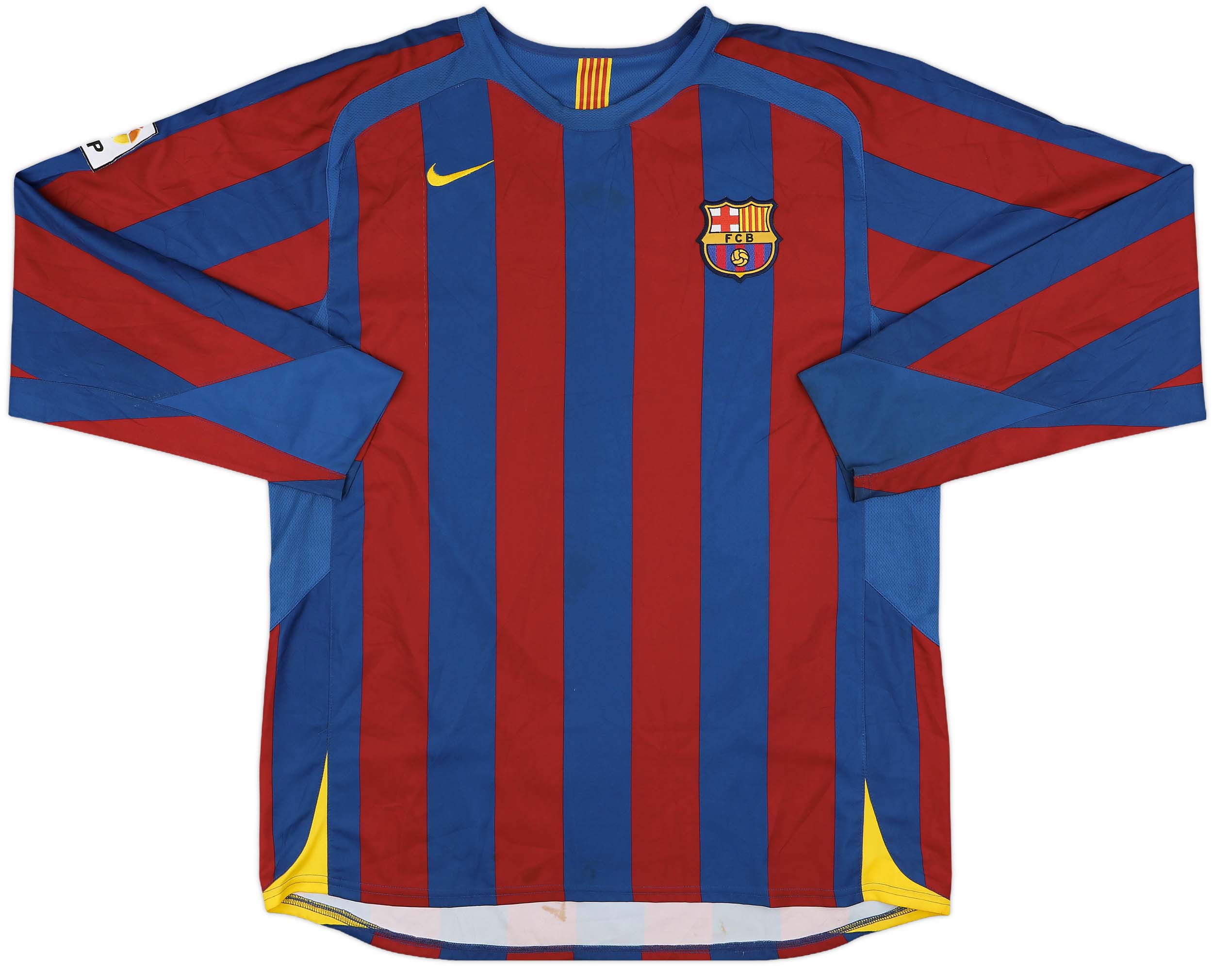 2005-06 Barcelona Home L/S Shirt Ronaldinho #10 - 8/10 - (XL)