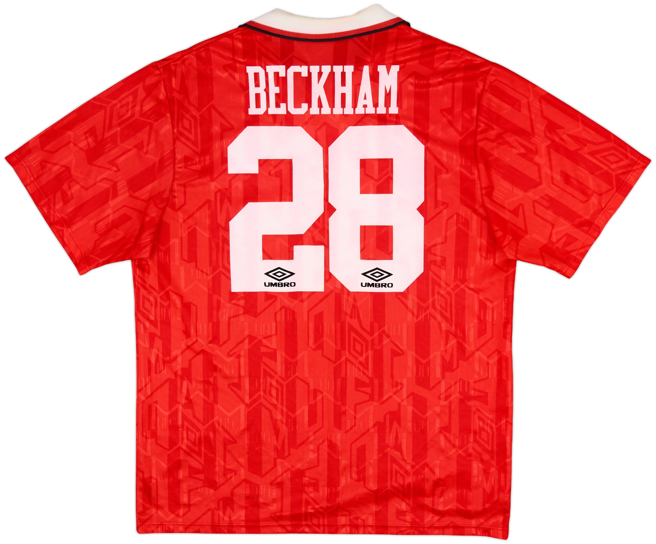 umbro Manchester united 92-94 ゲームシャツ 1992-94 Manchester United Home Shirt Beckham #28 - 8/10 - (XL)