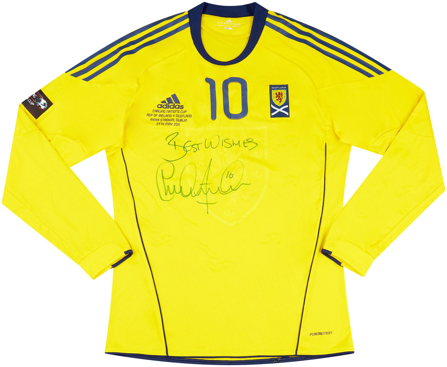 2011 Scotland Match Issue Nations Cup Signed Away L/S Shirt #10 (Adam) v Ireland