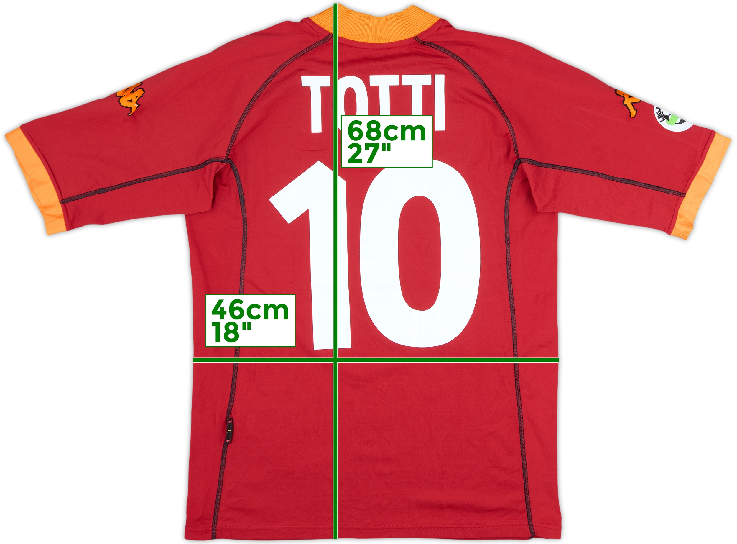 2001-02 Roma Home Shirt Totti #10 - 8/10 - (L)