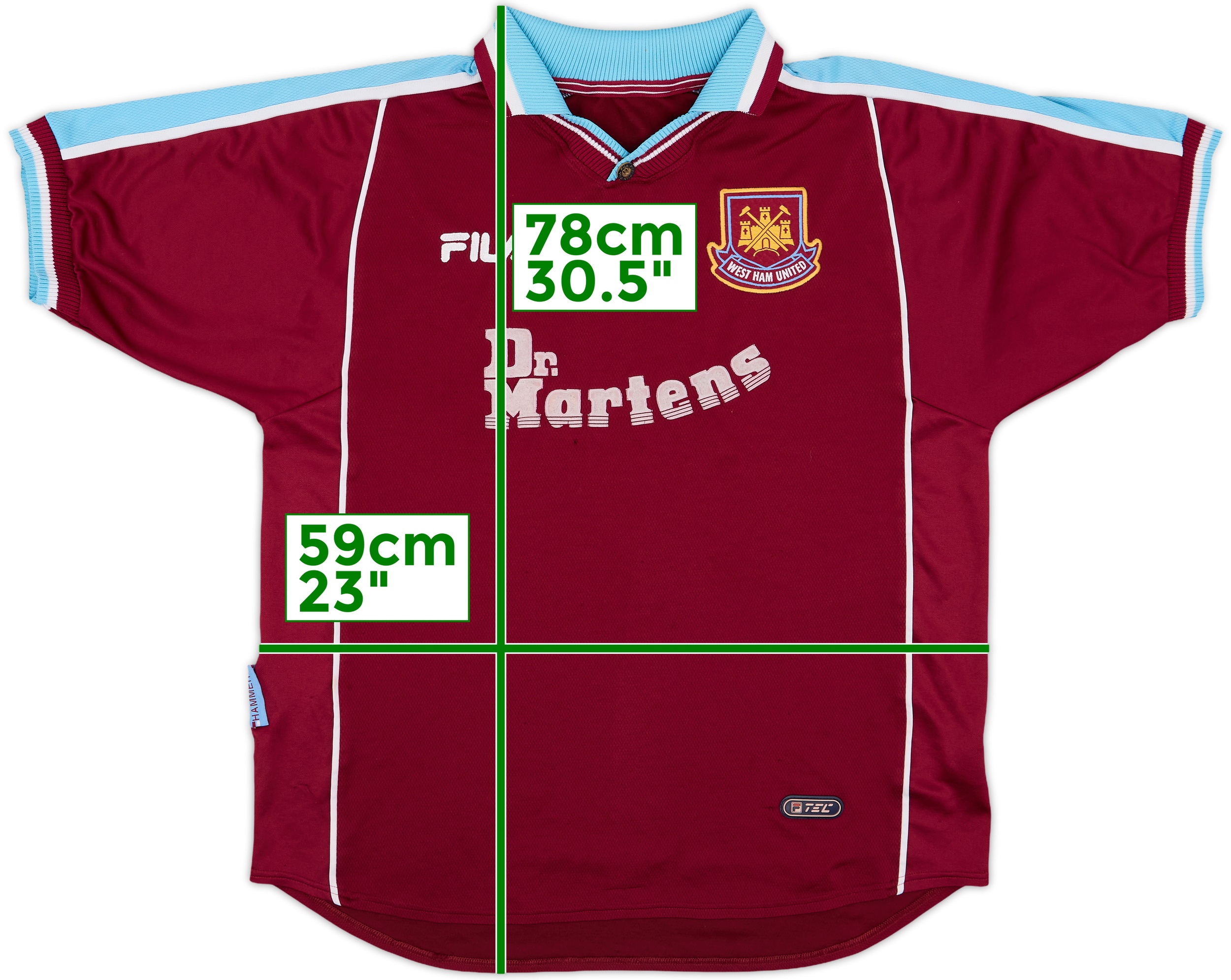 ウェア FILA WestHam Authentic Jersey Dr.Martin West Ham United Retro Vintage Dr. Martens Soccer Football