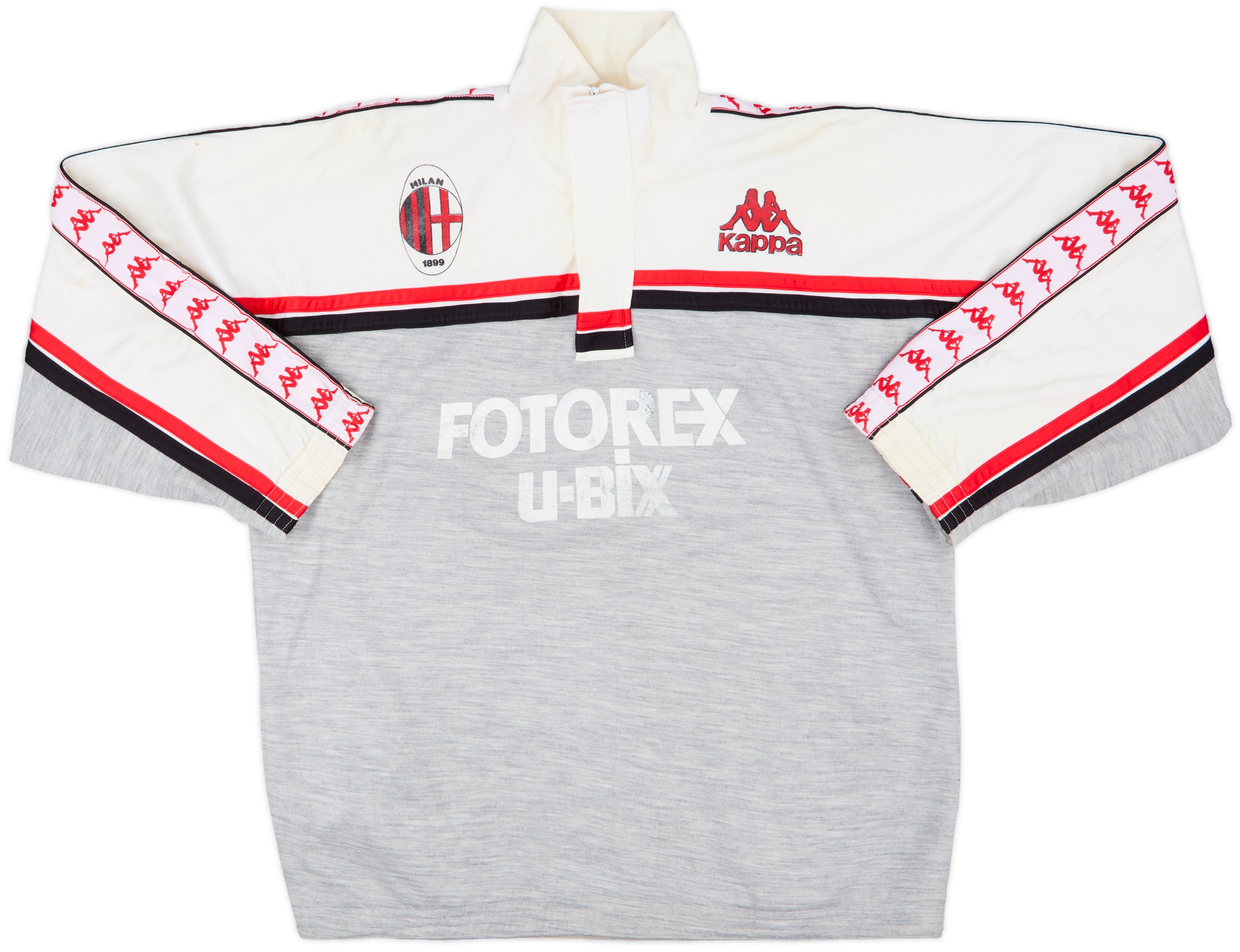 88”AC.MILAN イタリア製Kappa 社 ジャージMediolanum 1987-88 AC Milan Kappa 1/4 Zip Track Jacket - 5/10 - (L)