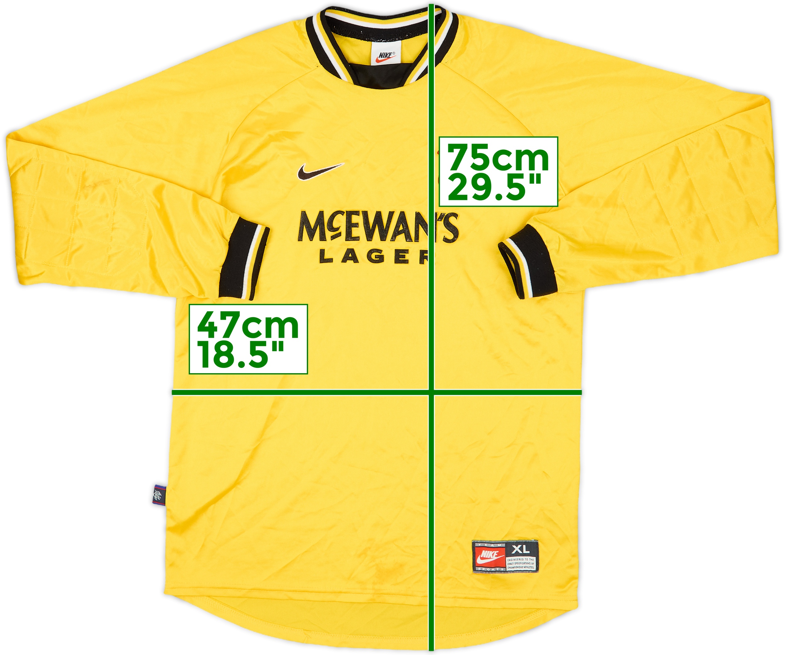 Nike Yellow Rangers Goalkeeper Kit Vintage Nike Glasgow Rangers 97