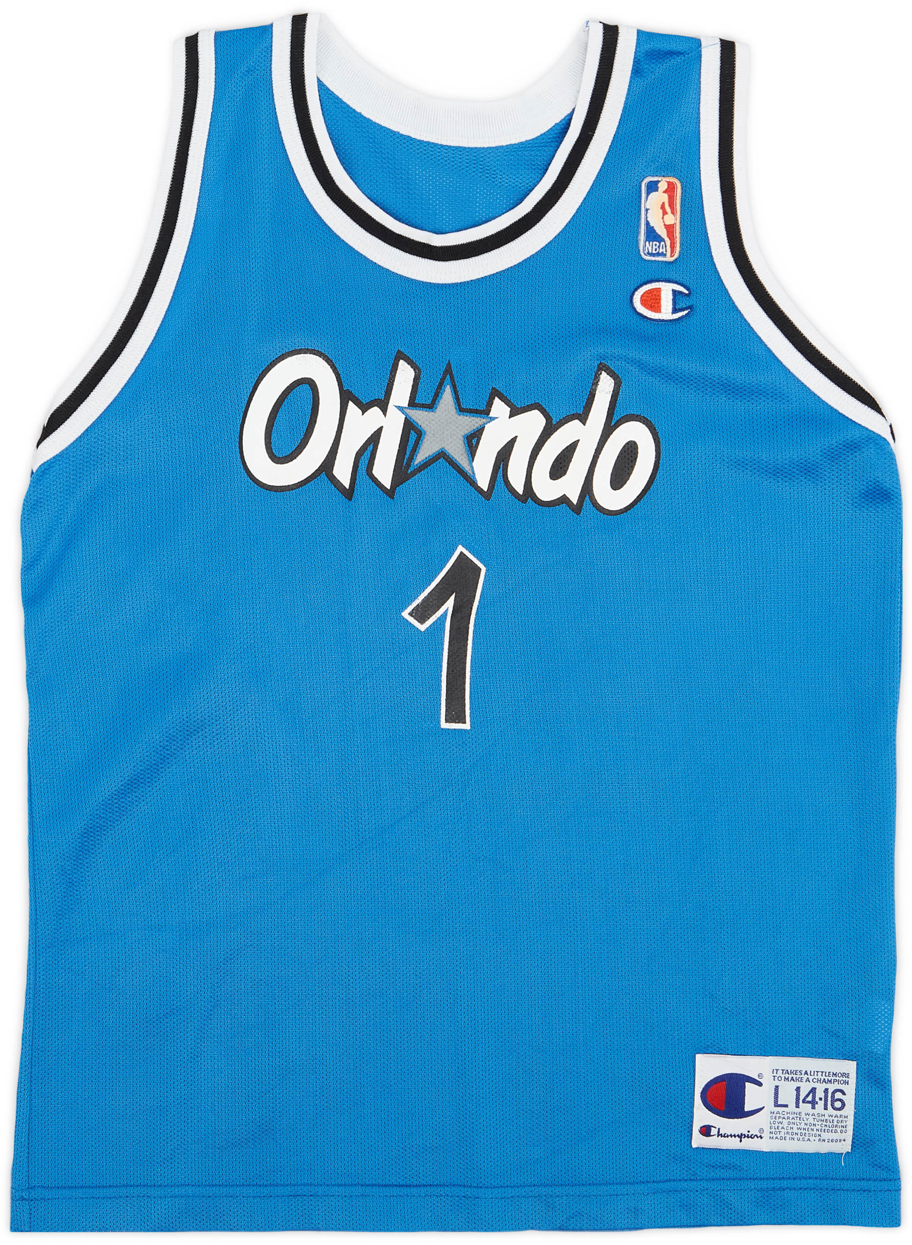 1995-98 Orlando Magic Hardaway #1 Champion Away Jersey - 8/10 - (L.Boys)