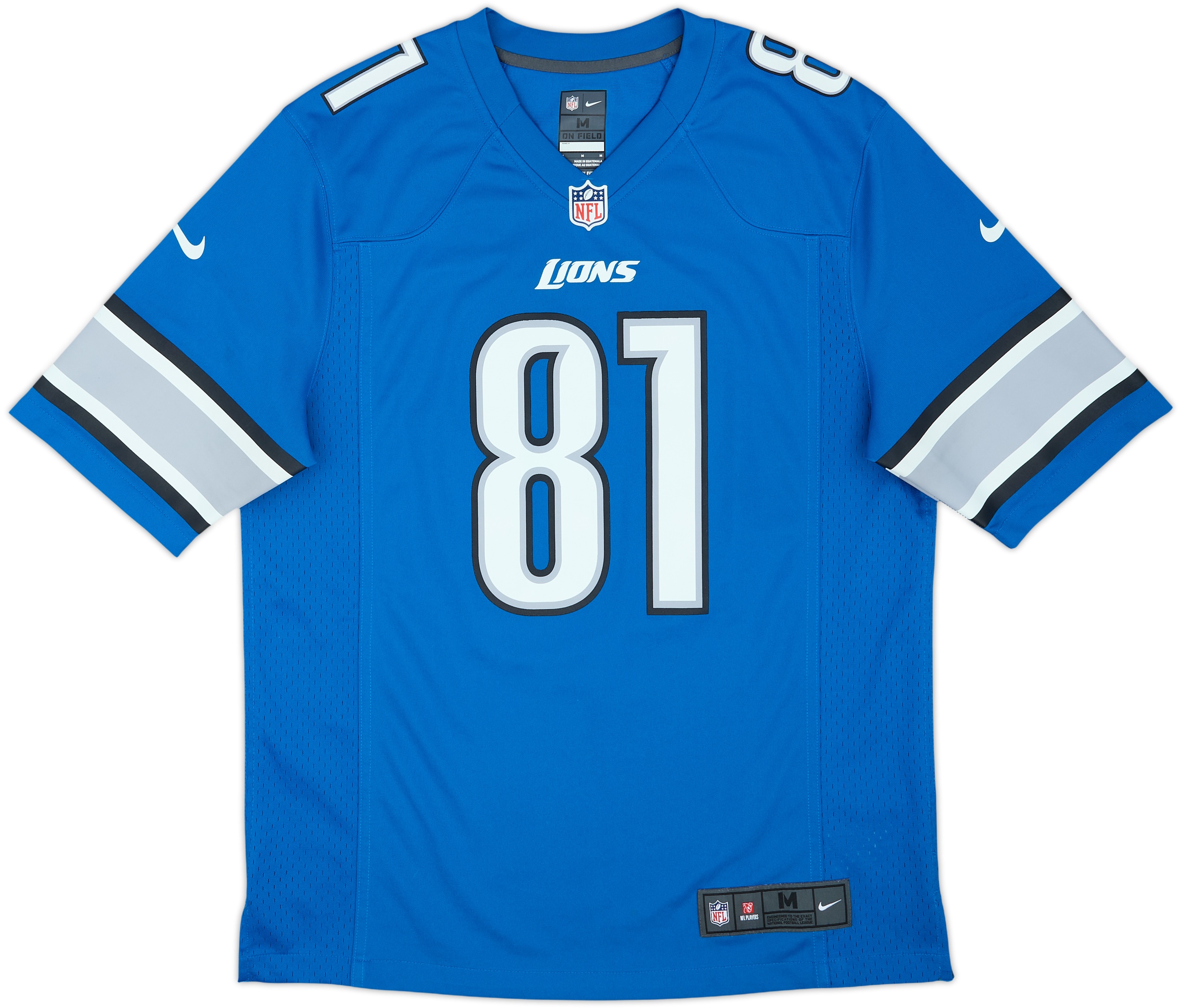 2012-15 Detroit Lions Johnson #81 Nike Game Home Jersey - 8/10 - (M)
