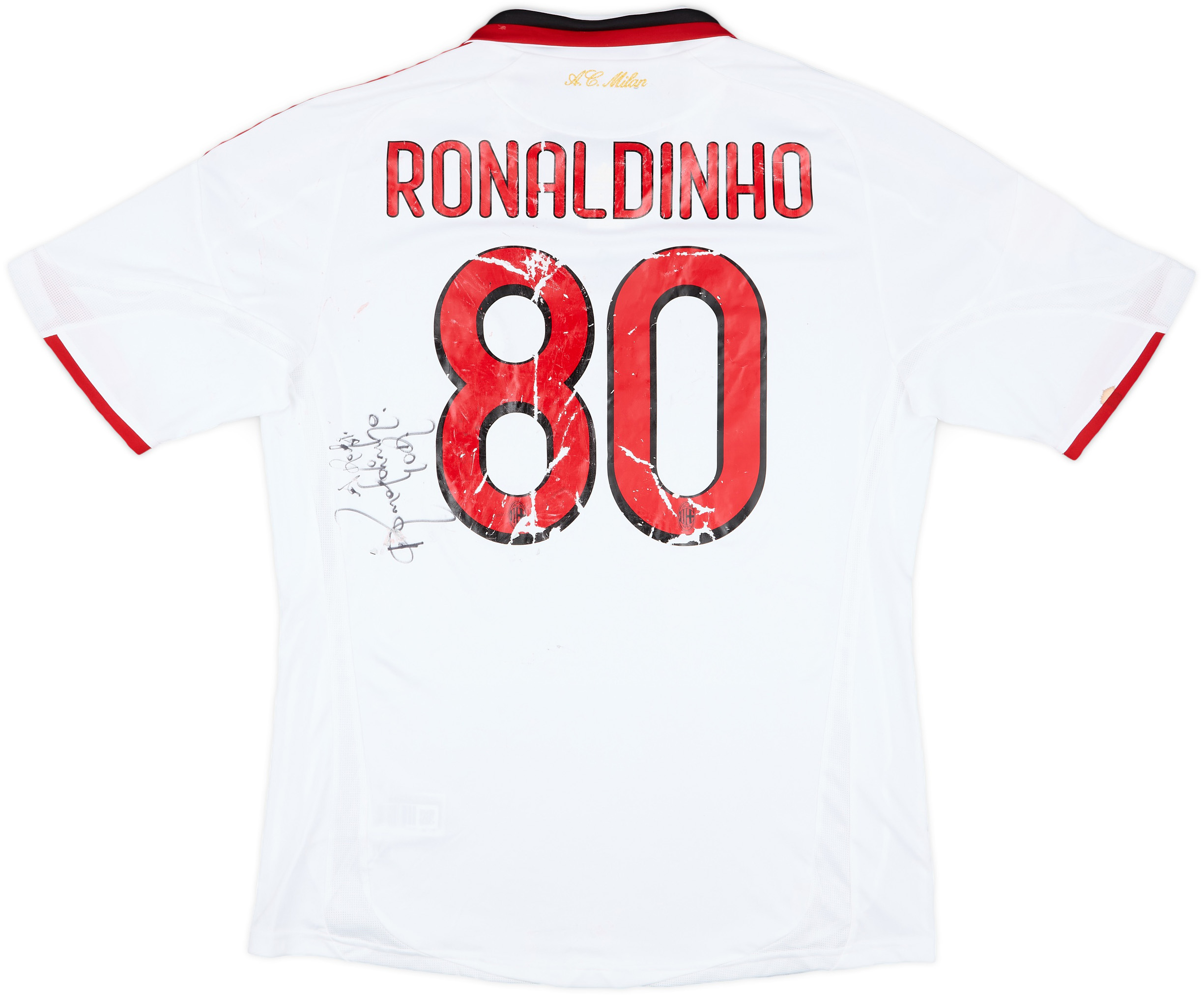 2009-10 AC Milan Signed Away Shirt Ronaldinho #80 - 4/10 - (L)