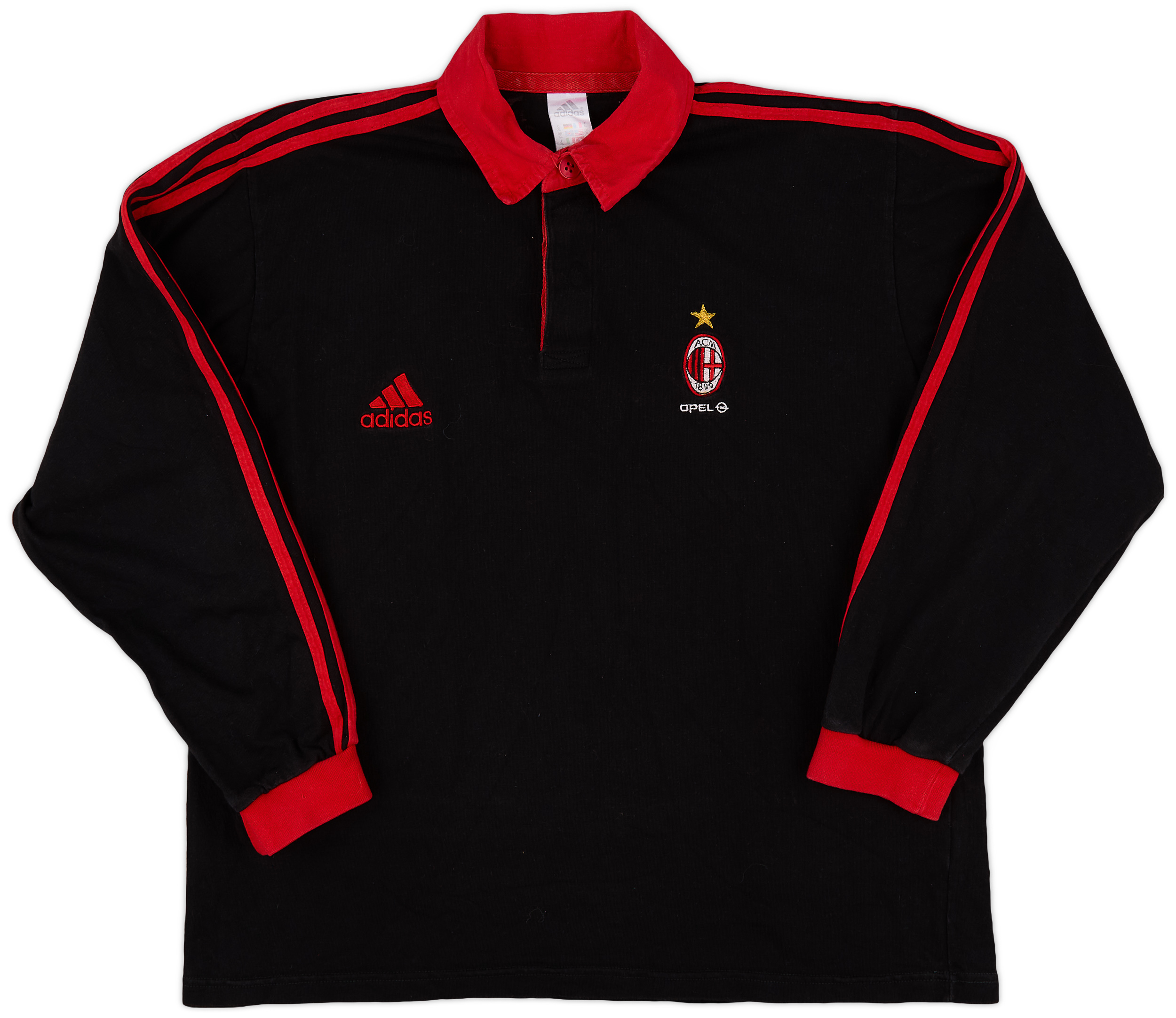2001-02 AC Milan adidas L/S Rugby Polo - 8/10 - (XL)