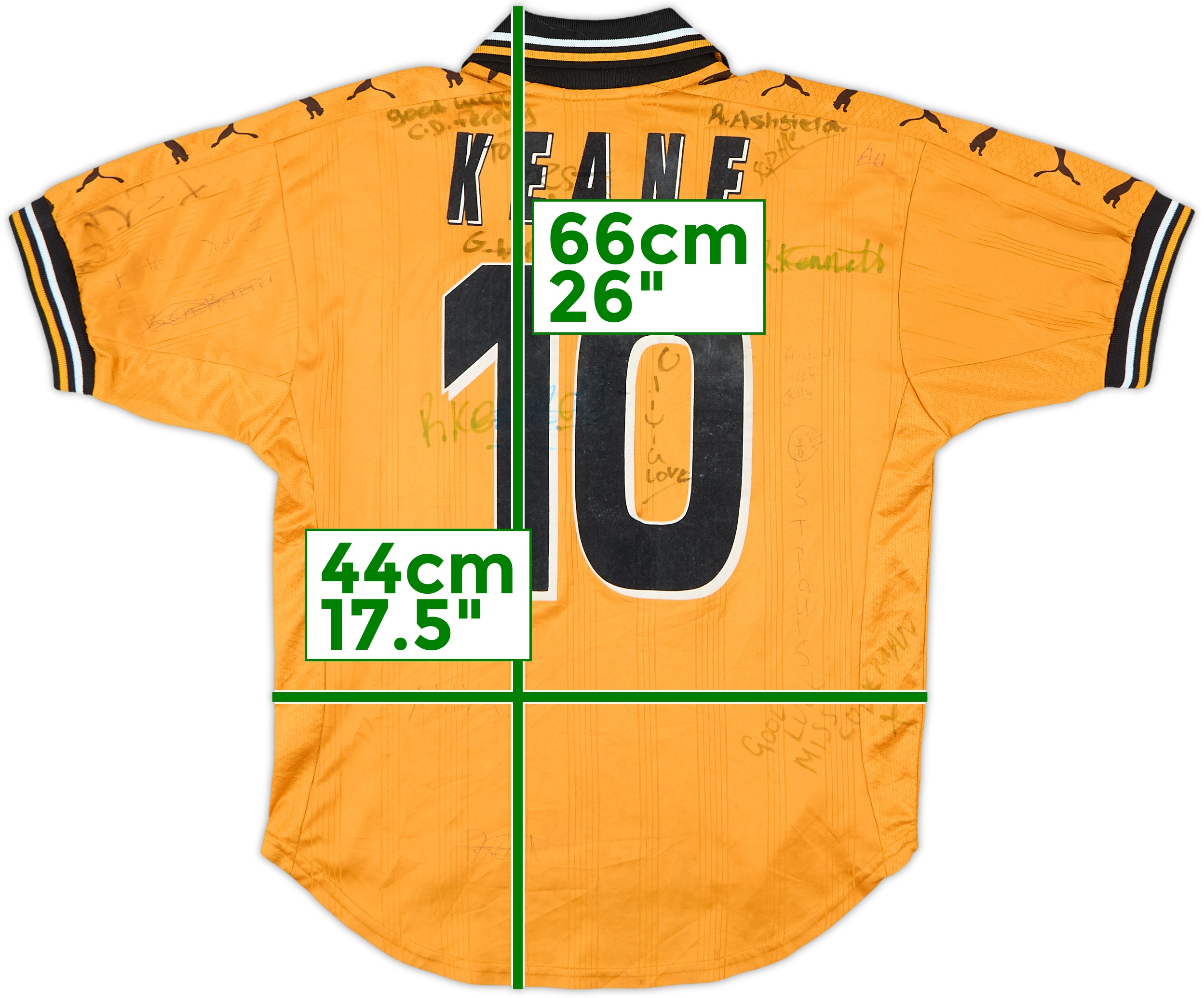 1998-00 Wolves Signed Home Shirt Keane #10 - 7/10 - (L.Boys)