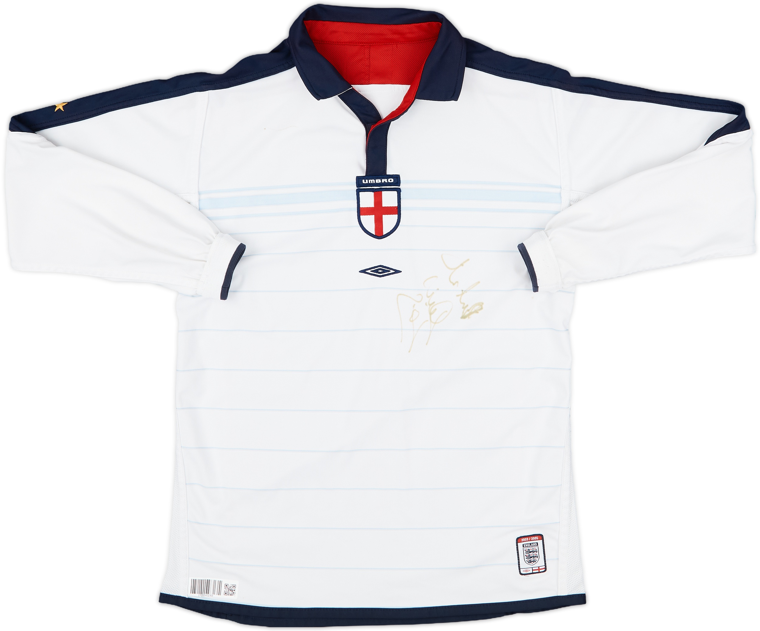 2003-05 England Signed Home L/S Shirt - 7/10 - (L.Boys) 2003-05 England Signed Home L/S Shirt - 7/10 - (L.Boys)