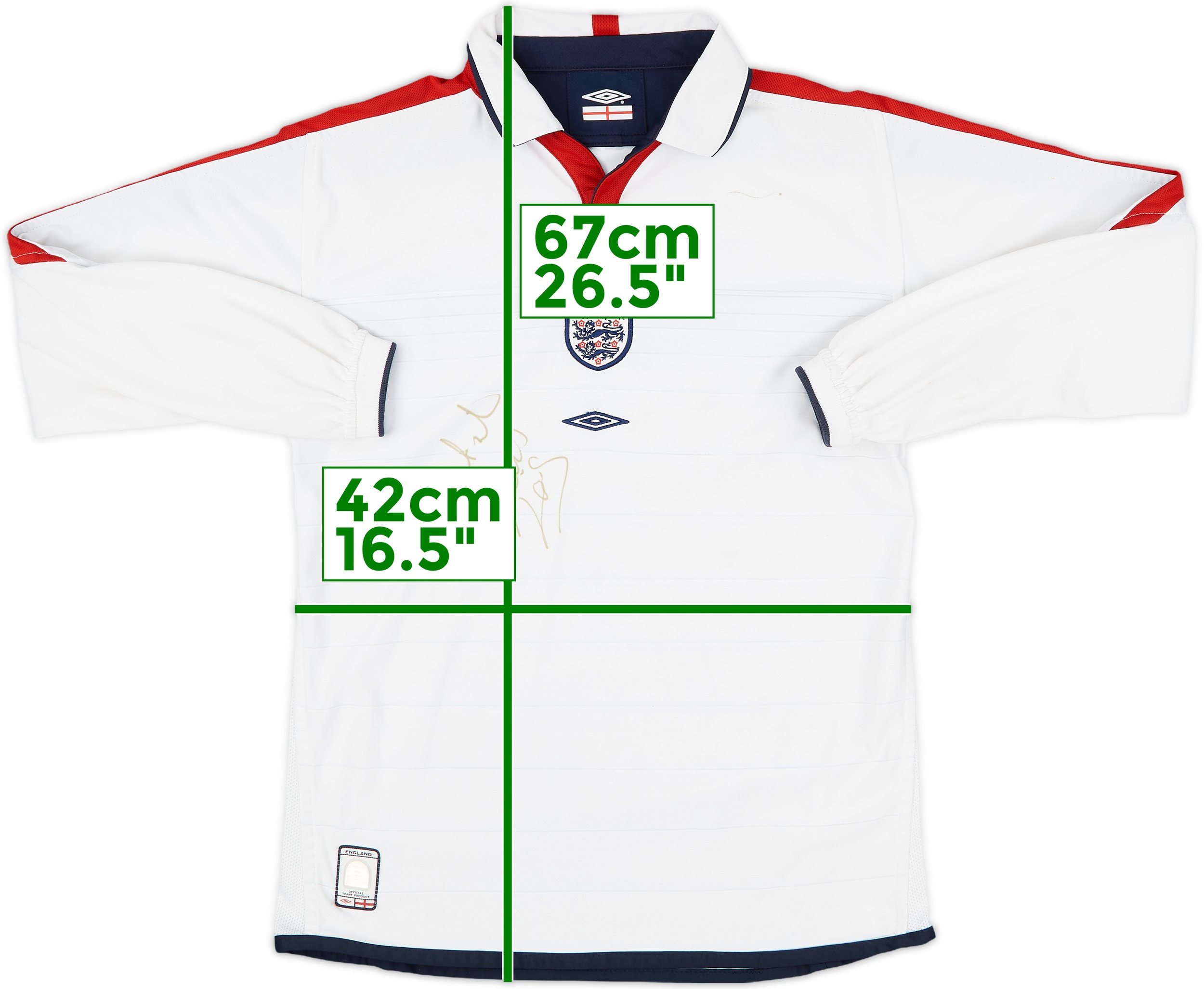 2003-05 England Signed Home L/S Shirt - 7/10 - (L.Boys) 2003-05 England Signed Home L/S Shirt - 7/10 - (L.Boys)