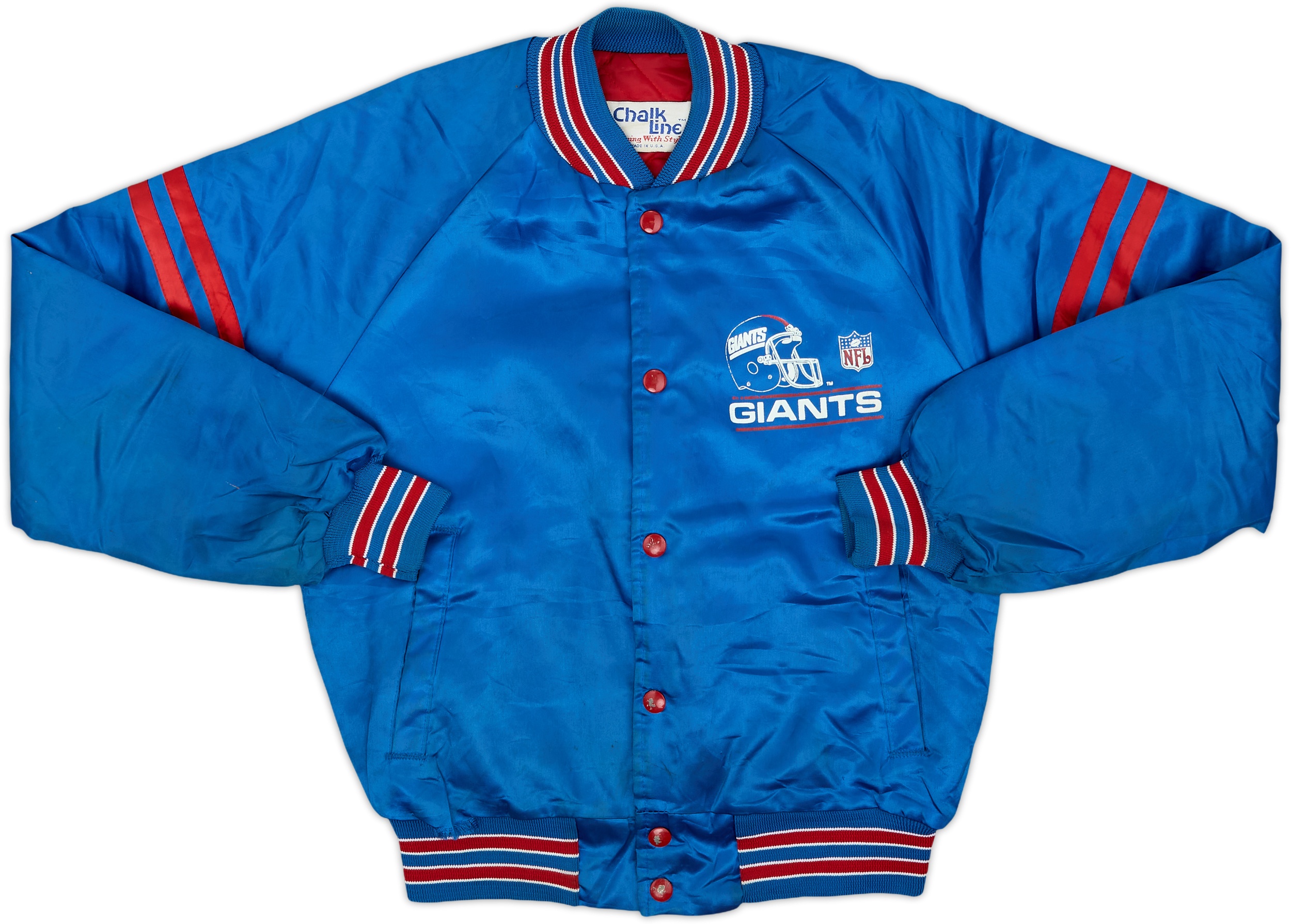 1990s New York Giants Chalk Line Satin Varsity Jacket - 5/10 - (L