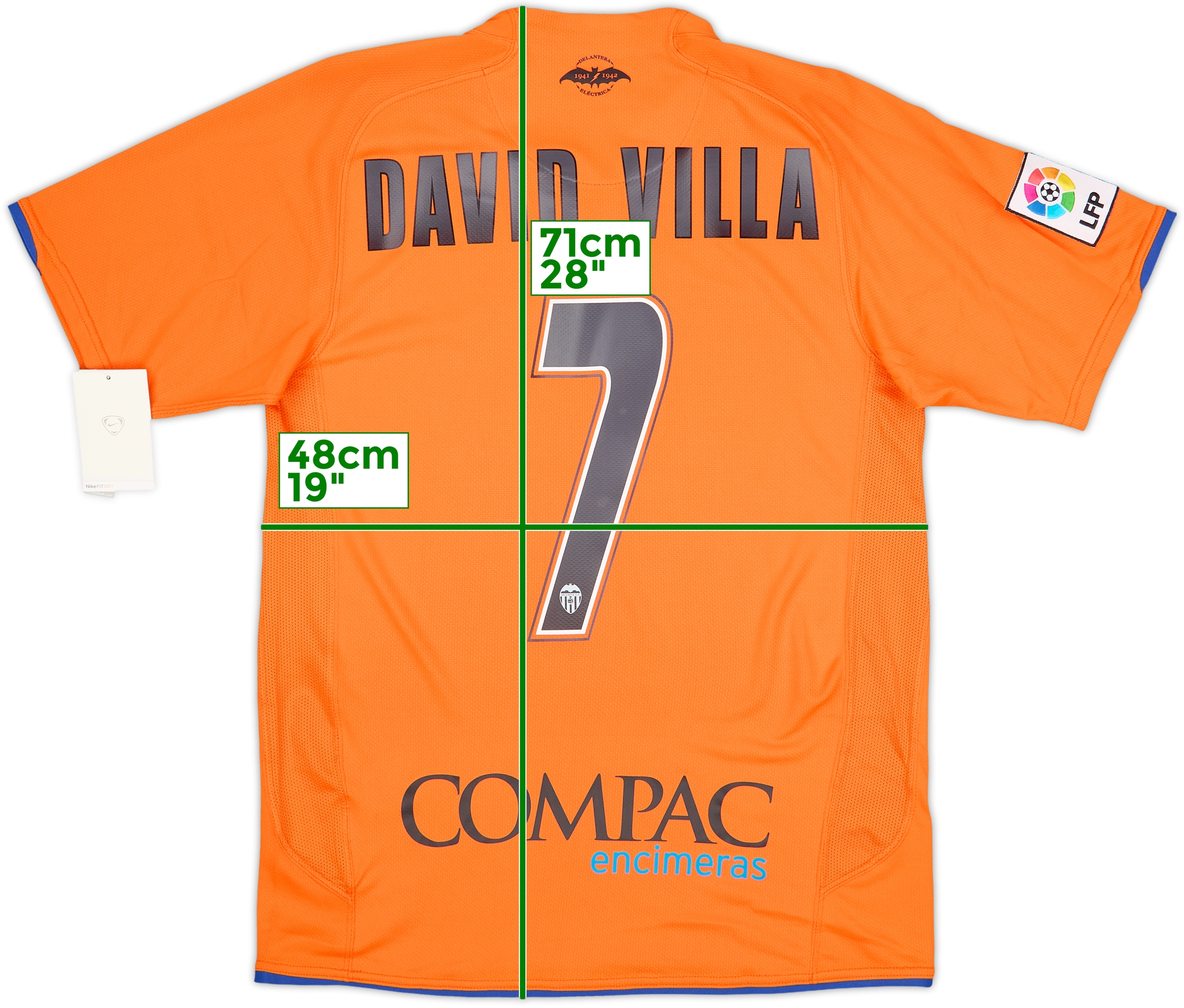 Valencia DAVID VILLA シャツ 7番 2007-08 Valencia Away Shirt David Villa #7 (S)
