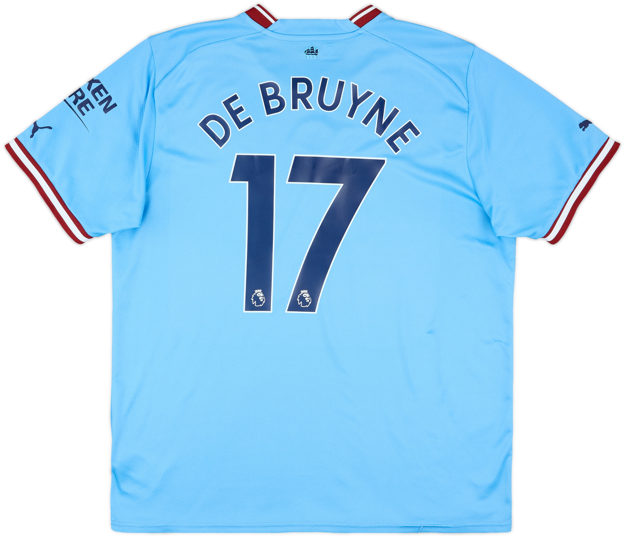 DE BRUYNE 17 プレミアリーグ シャツ 2022-23 Manchester City Home Shirt De Bruyne #17 - 9/10 - (XL)