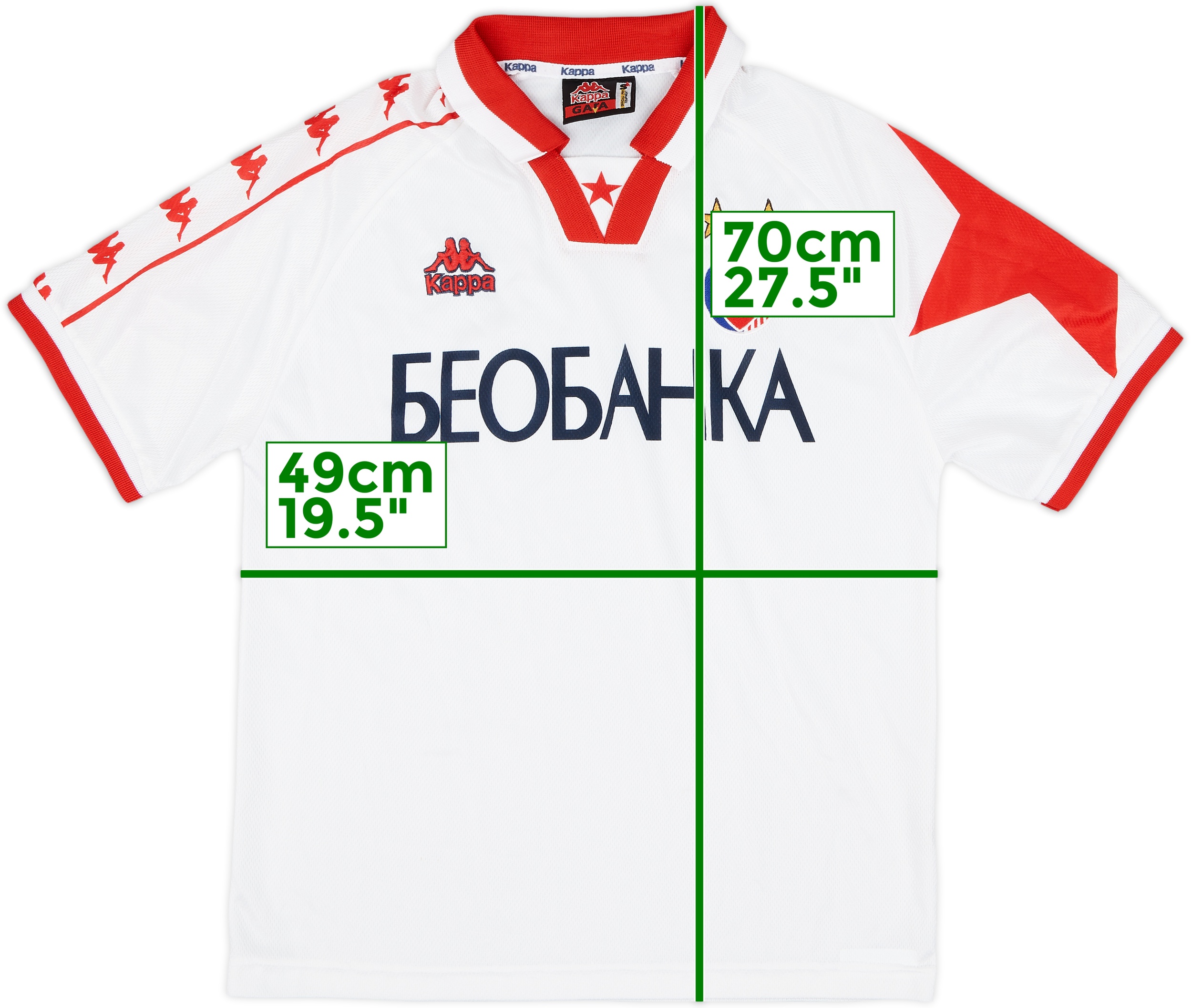 正規品 レッドスター・ベオグラード 97-98 ユニフォーム Kappa Red