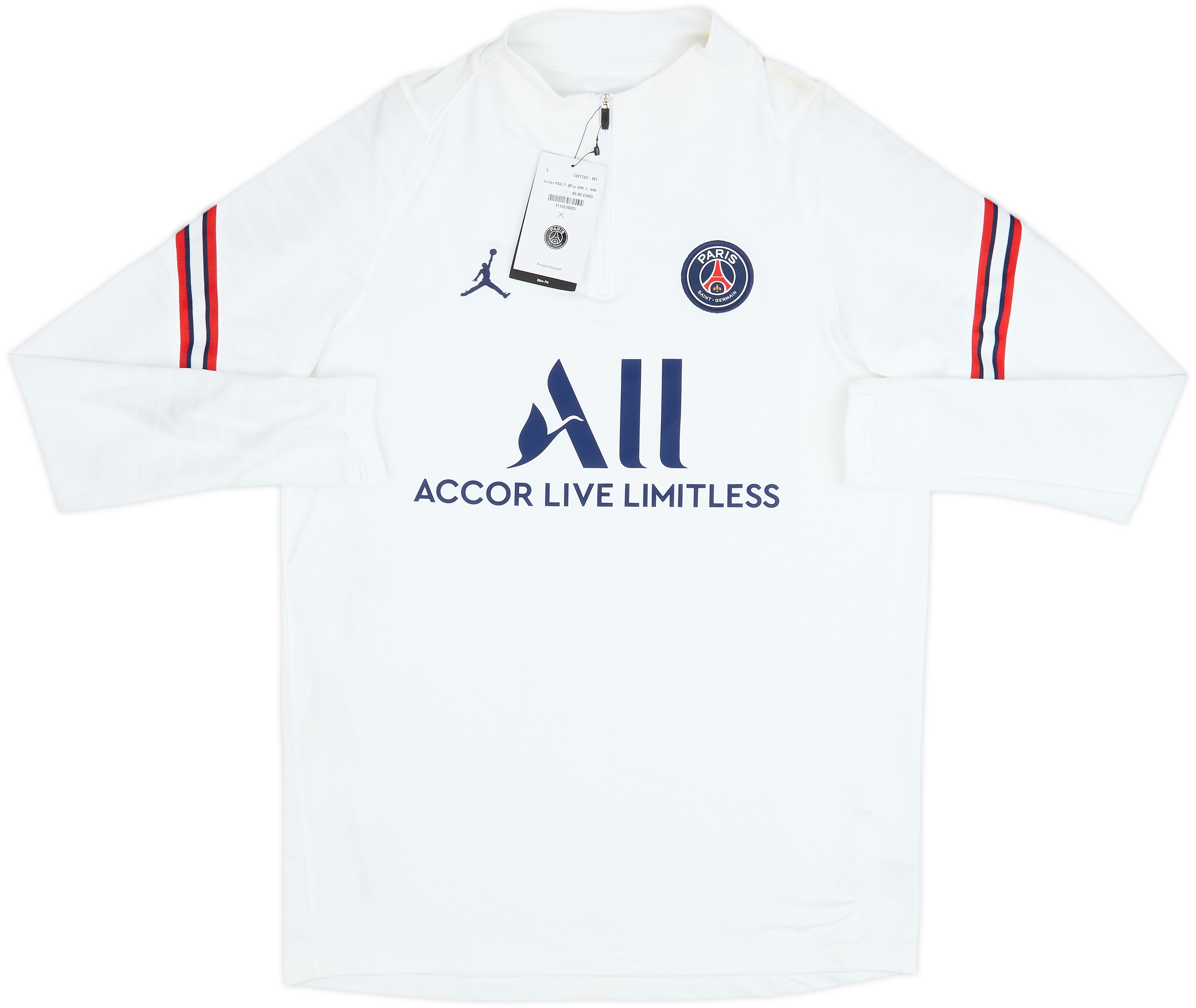 2021-22 Paris Saint-Germain Jordan 1/4 Zip Sweat Top (L)