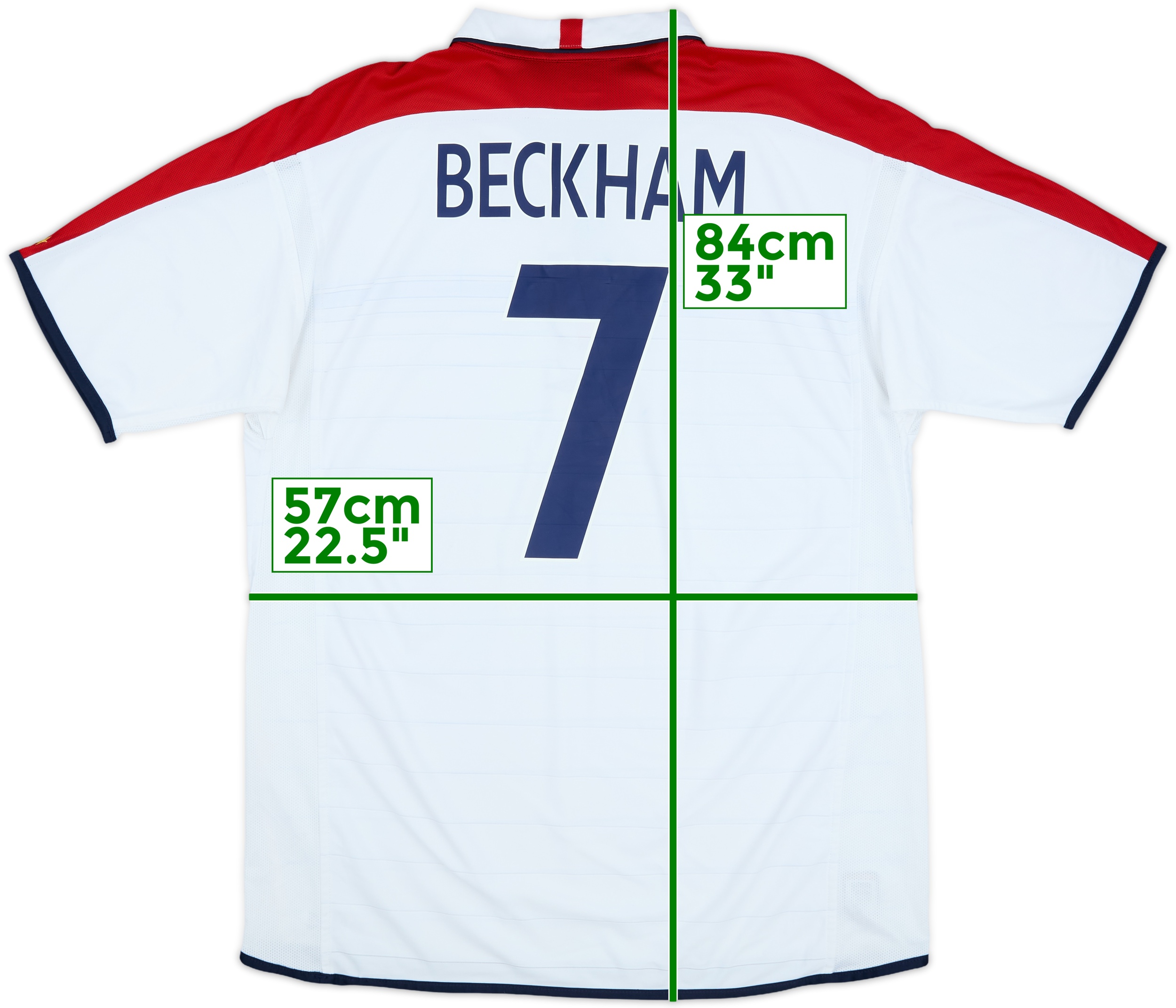 【国内正規 05/07 England Home Beckham L/S #7】 2001-03 England Home Shirt Beckham #7 (XXL)