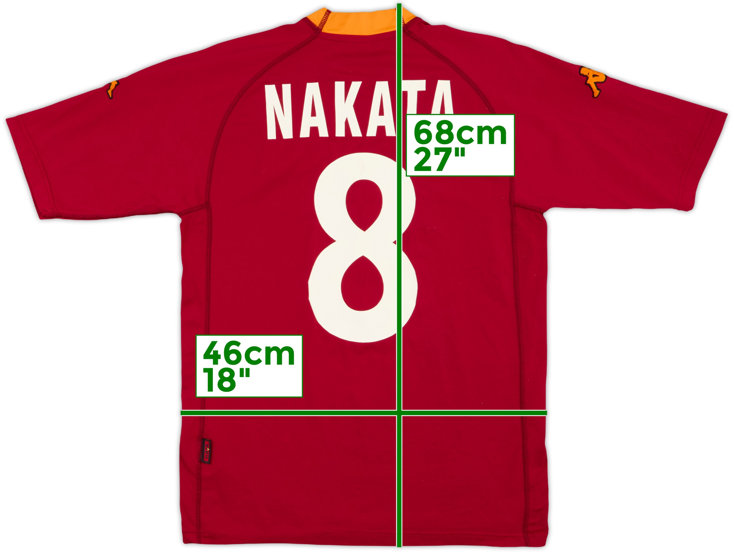 00/01Kappa　AS Roma No.8 NAKATA 2000-01 AS Roma Third Jersey Long Sleeve Hidetoshi Nakata #8
