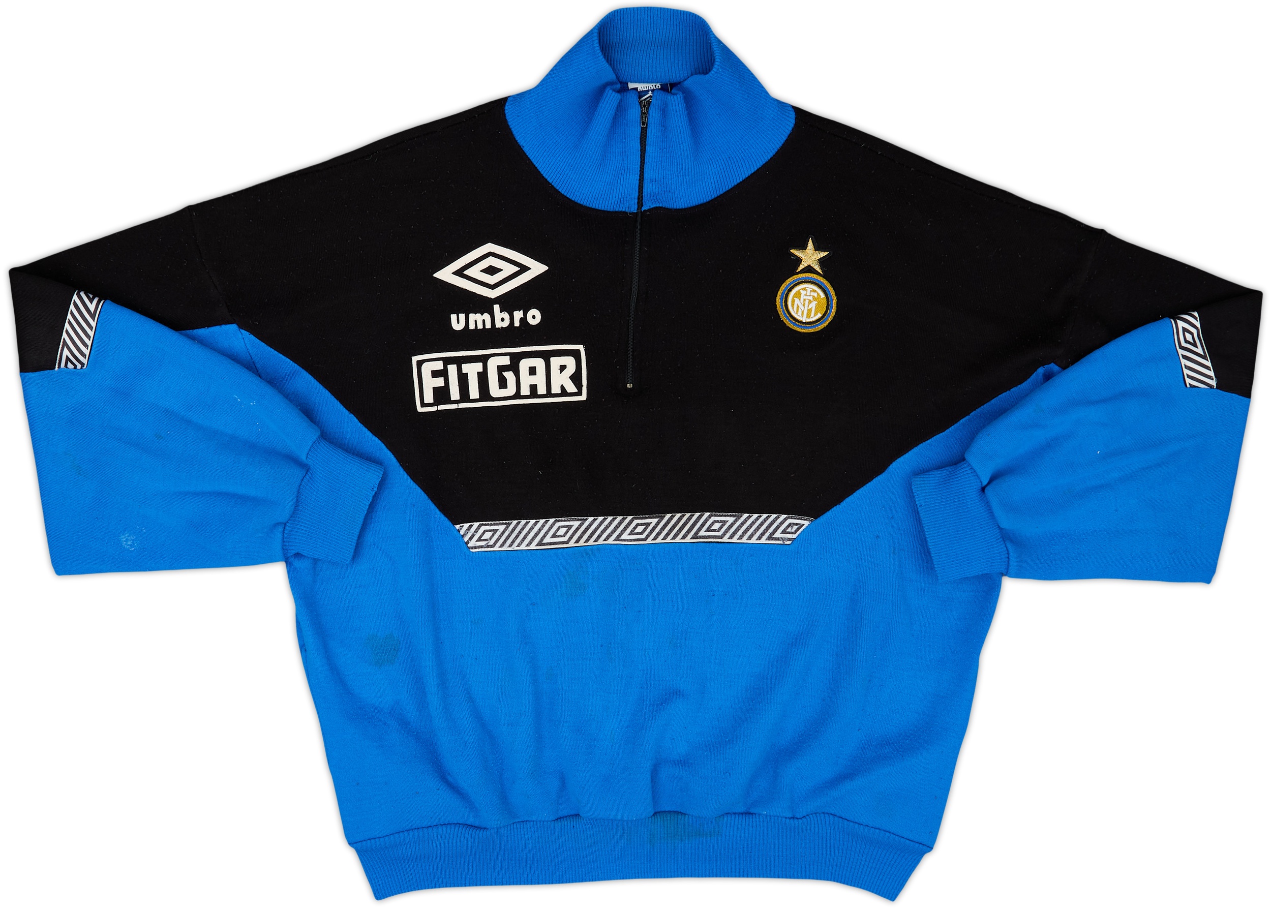 1991-92 Inter Milan Player Issue Umbro 1/4 Zip Drill Top - 6/10 - (L)