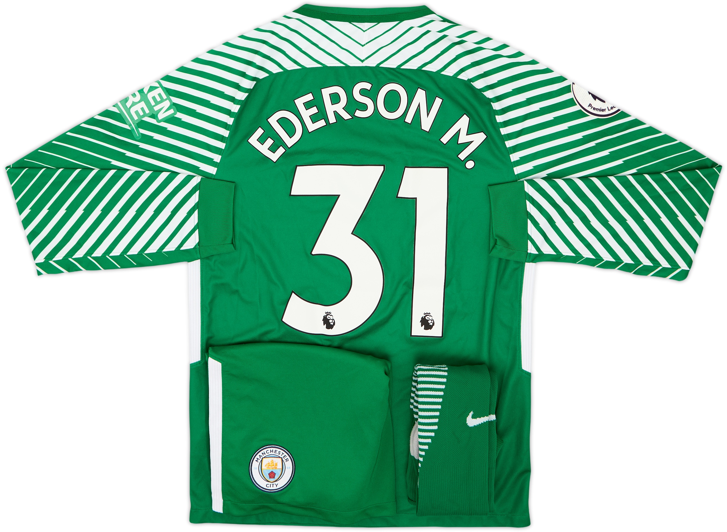 2017-18 Manchester City GK Full Kit Ederson #31 - 9/10 - (S)