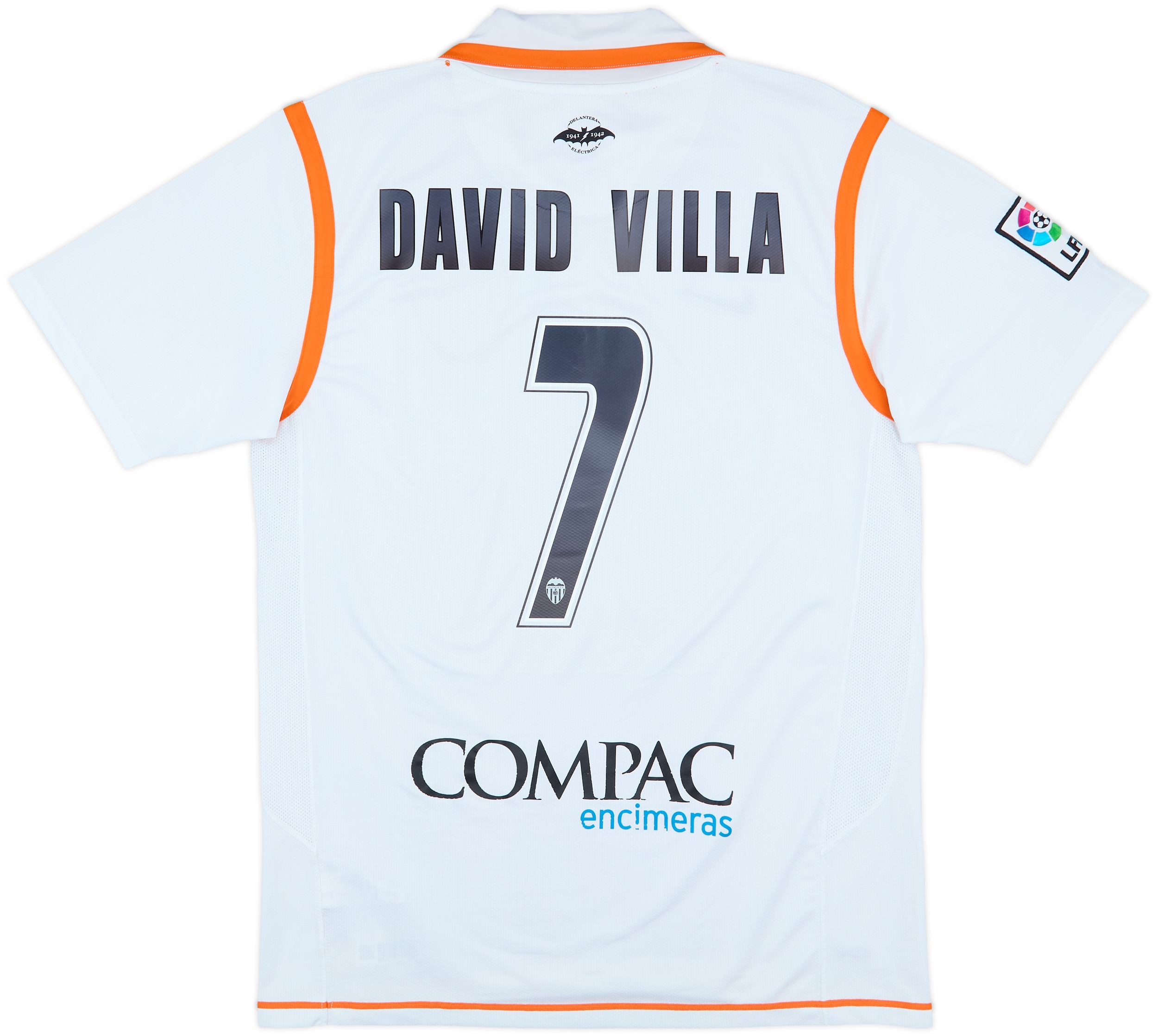 2007-08 Valencia Home Shirt David Villa #7 - 6/10 - (L)