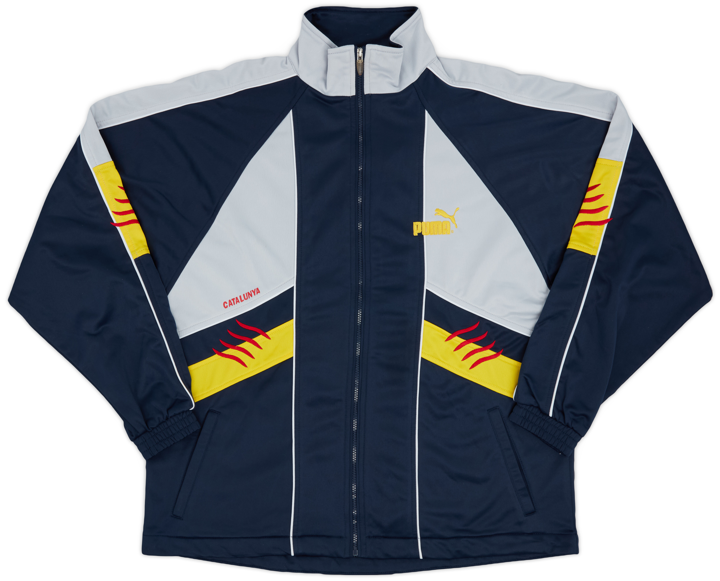 Vtg 2000s Y2K Puma Track Jacket Mens M Navy Red Stripe Zip