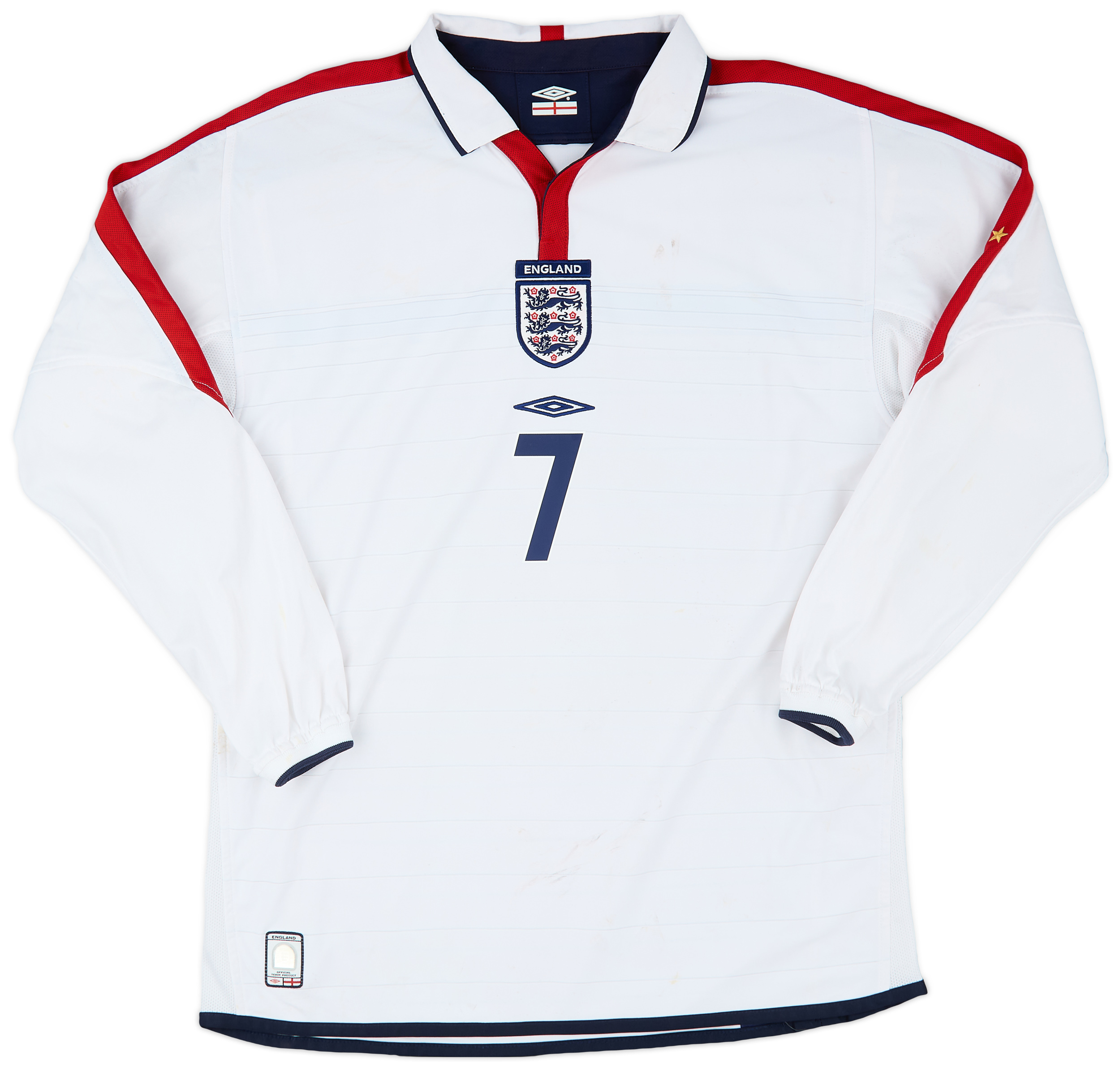 2003-05 England Home L/S Shirt Beckham #7 - 5/10 - (L) 2003-05 England Home L/S Shirt Beckham #7 - 5/10 - (L)
