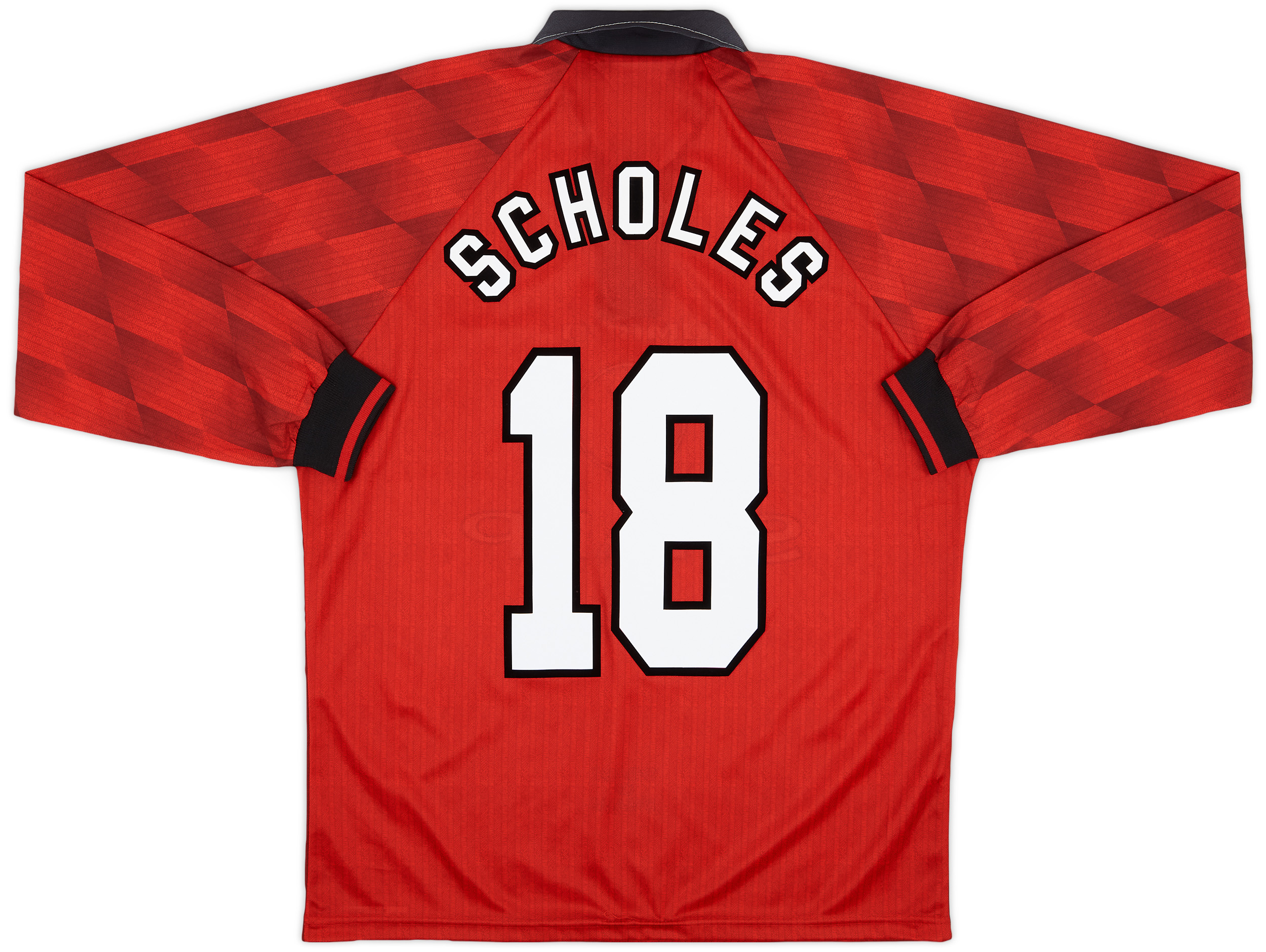 1996-98 Manchester United Home L/S Shirt Scholes #18 - 9/10 - (M)
