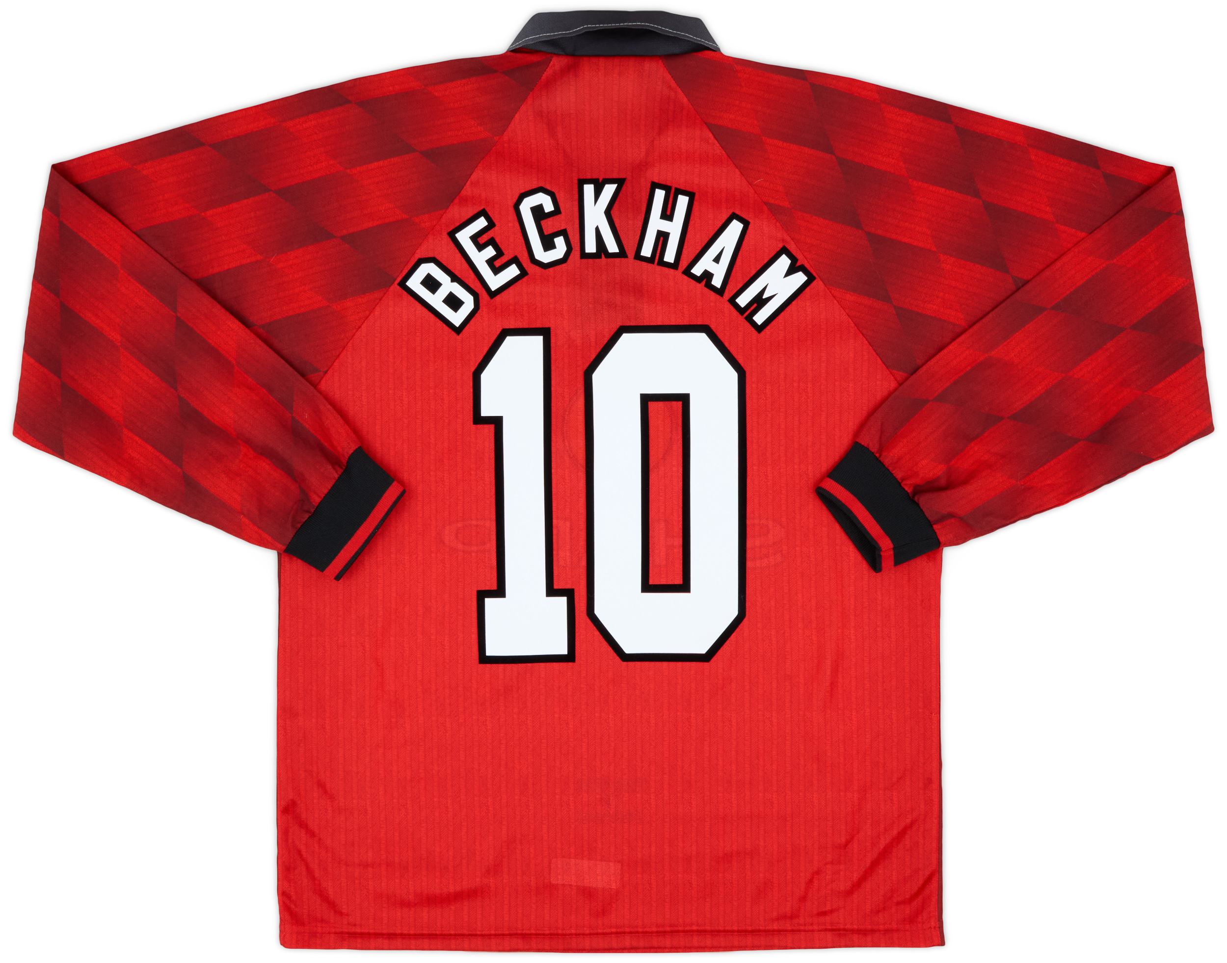 1996-98 Manchester United Home L/S Shirt Beckham #10 - 9/10 - (M)