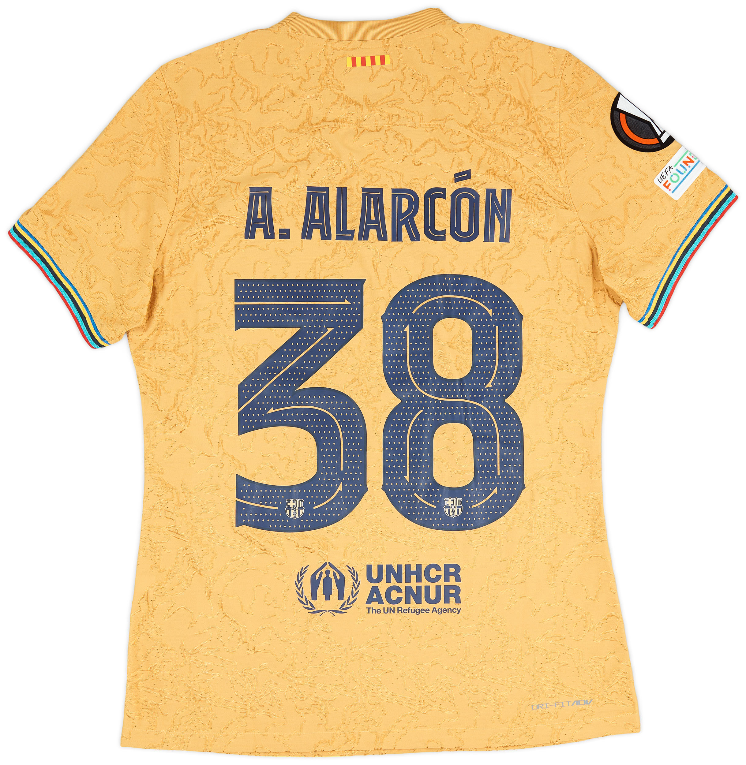 2022-23 Barcelona Match Issue Europa League Away Shirt A. Alarcon #38 