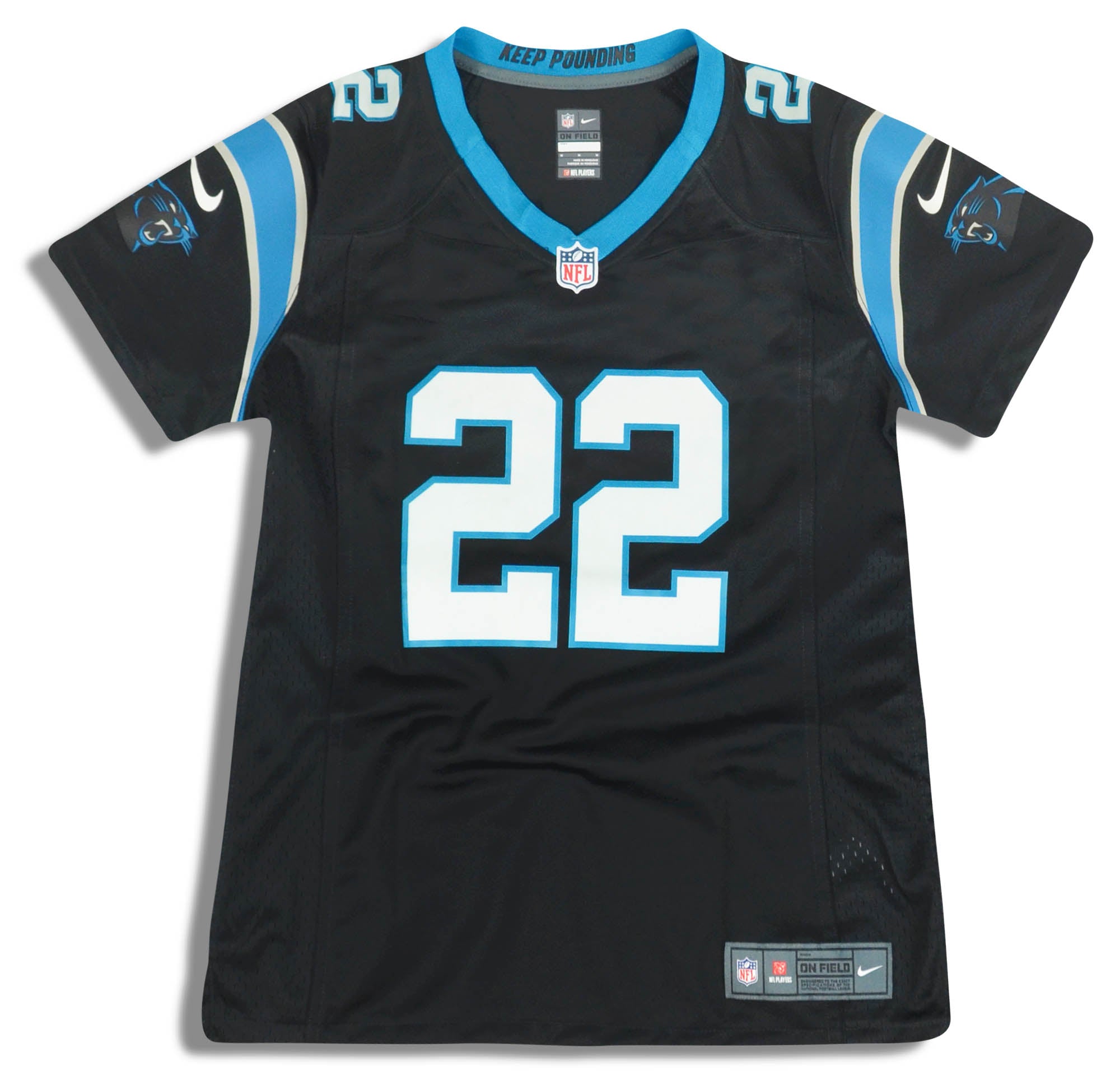 2018 Carolina Panthers McCaffrey 22 Nike Game Jersey Home Womens M As New