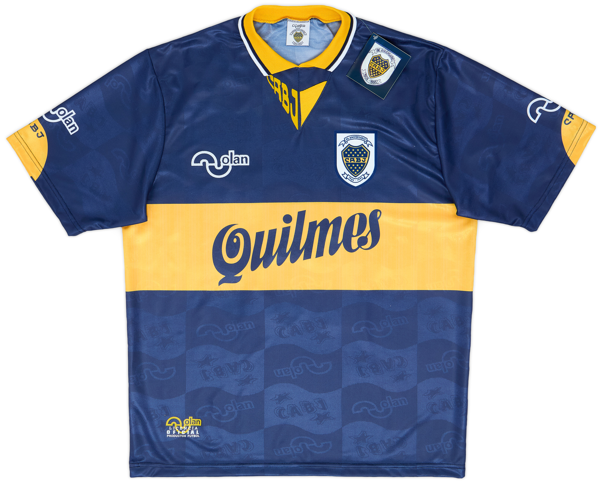 olan Boca Juniors 90th！ボカジュニアーズ！ Boca Juniors 90th Anniversary Shirt Navy/Yellow Rare Vintage
