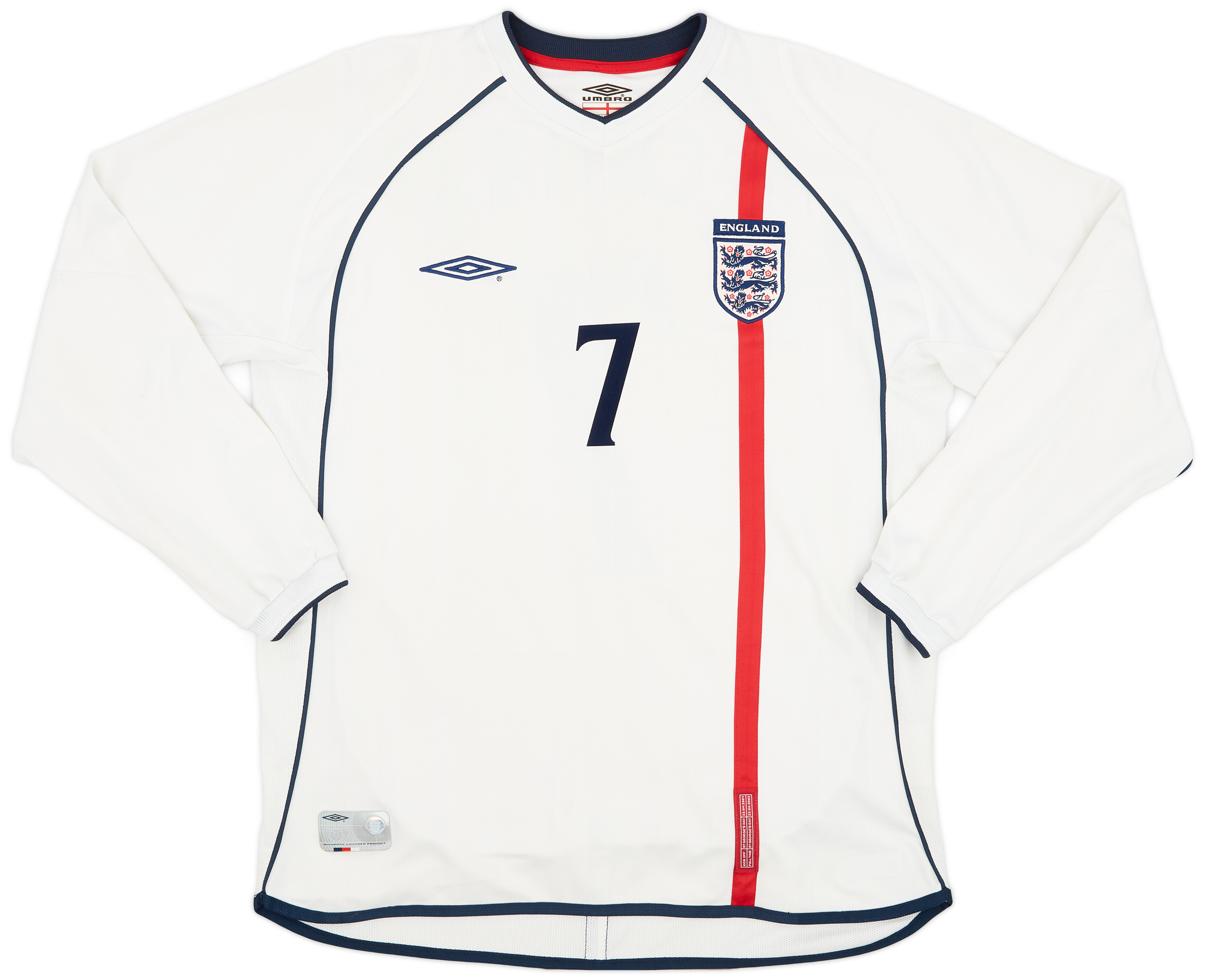 2001-03 England Home L/S Shirt Beckham #7 - 9/10 - (L) 2001-03 England Home L/S Shirt Beckham #7 - 9/10 - (L)