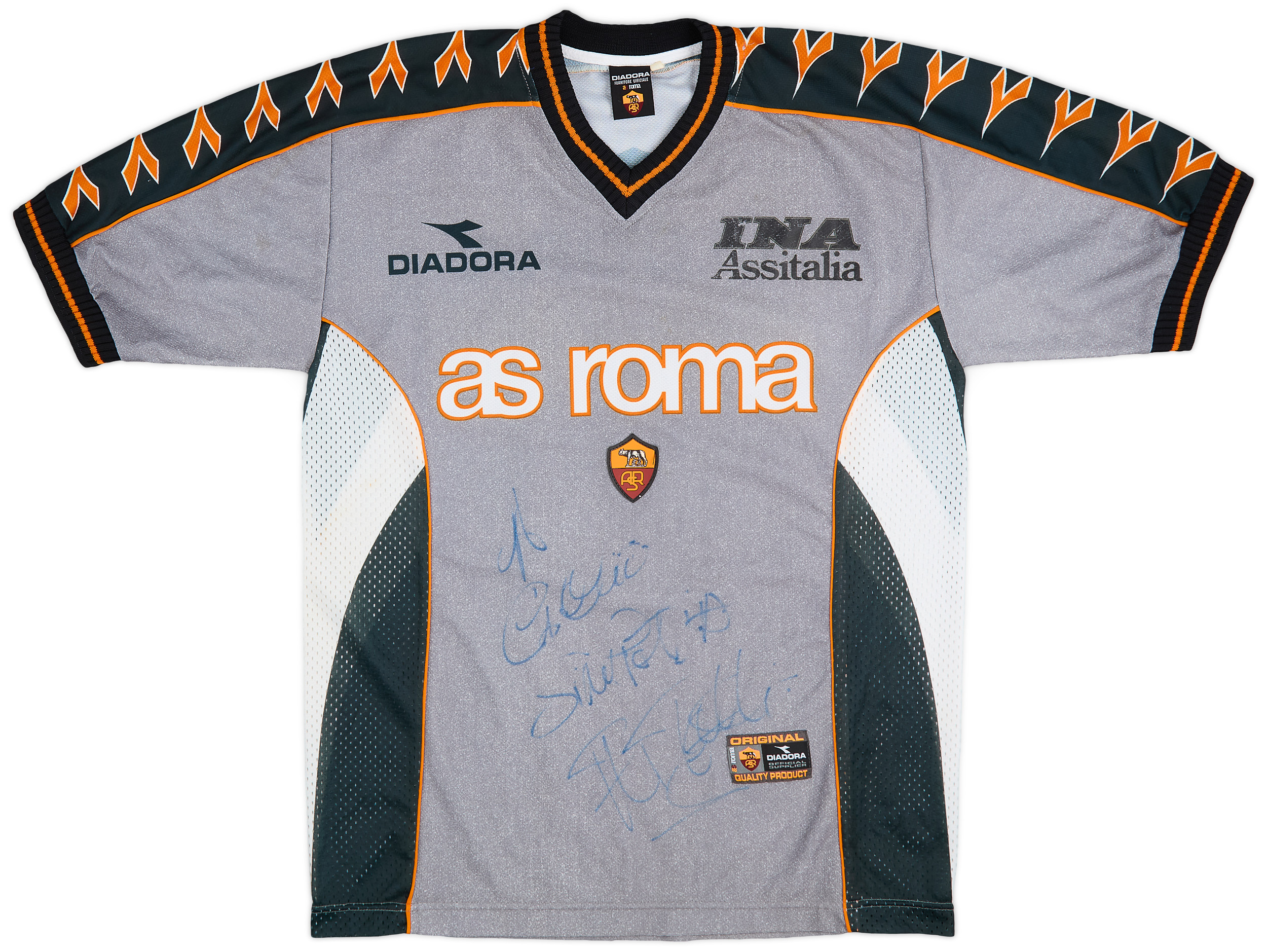 1999-00 Roma Diadora Signed Training Shirt - 6/10 - (M)