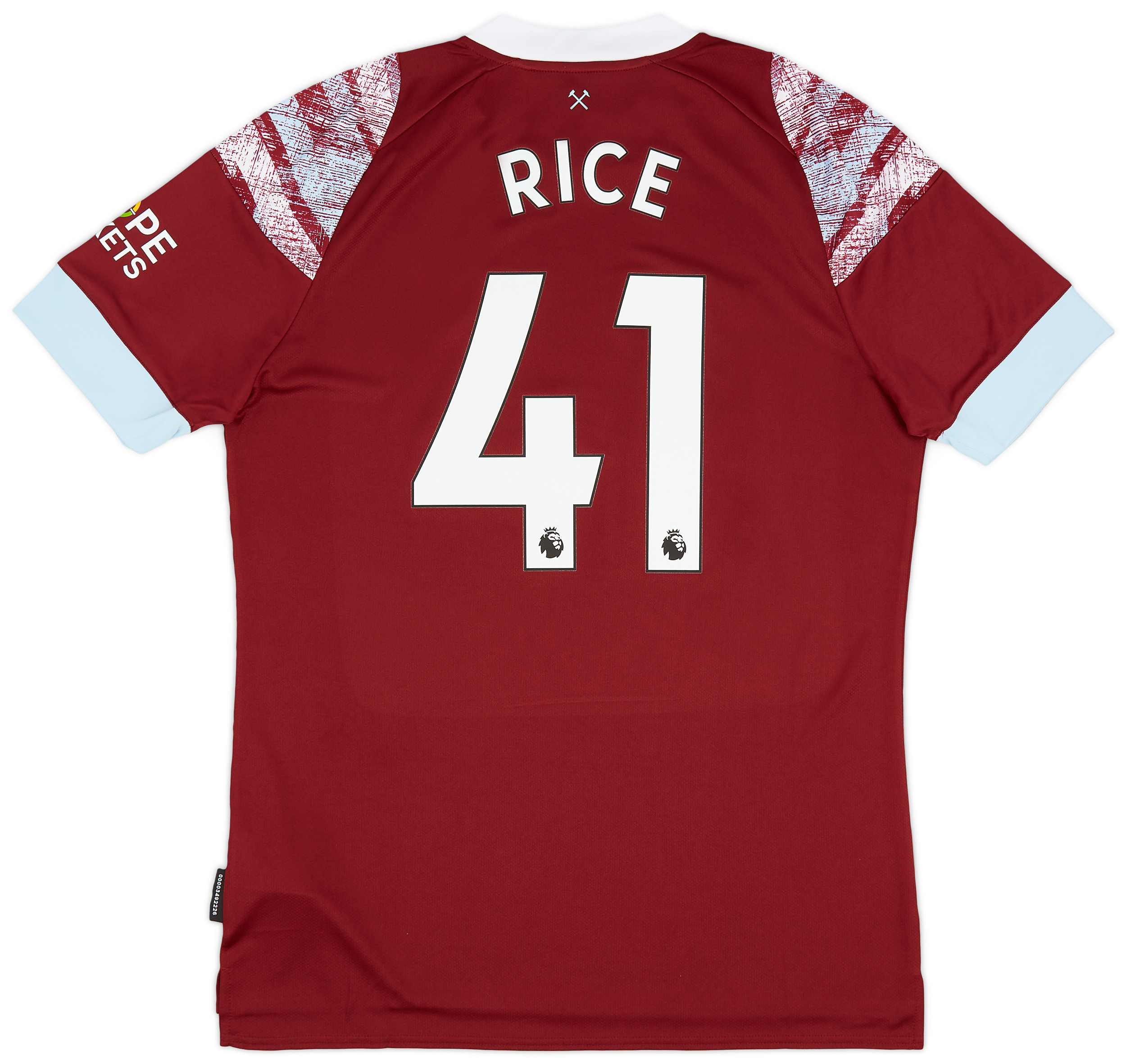 202223 West Ham Home Shirt Rice 41