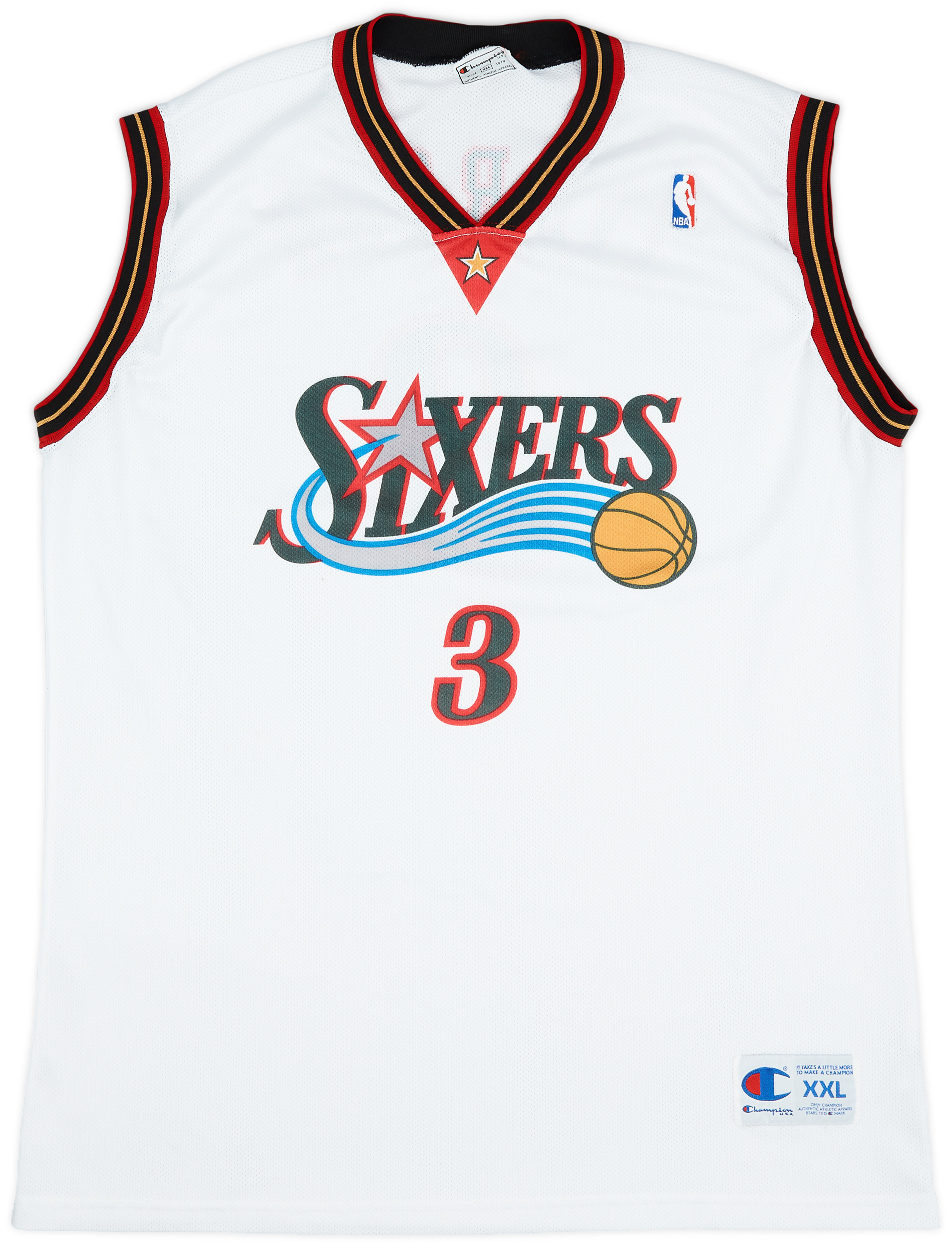2000-06 Philadelphia 76ers Iverson #3 Champion Home Jersey (Very Good) XXL