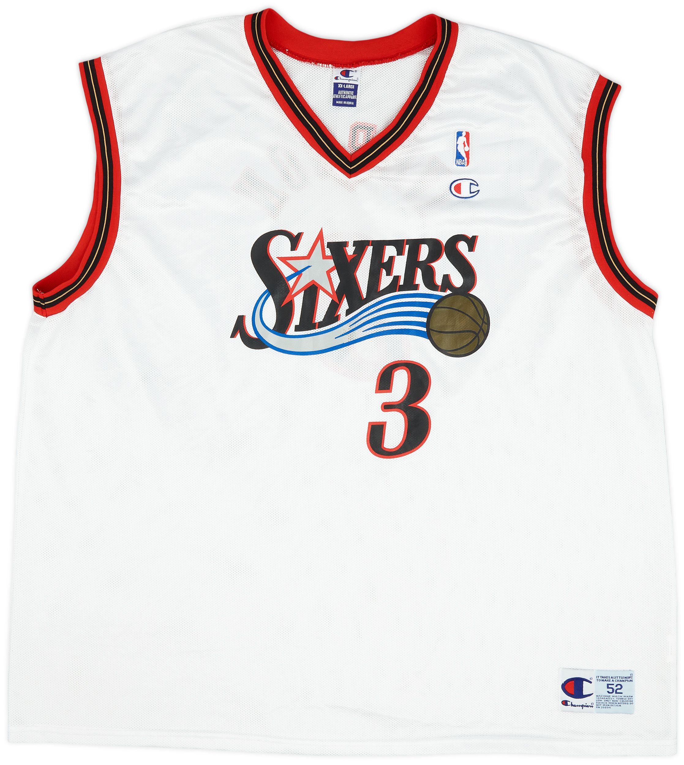 2000-02 Philadelphia 76ers Iverson #3 Champion Home Jersey (Excellent) XXL