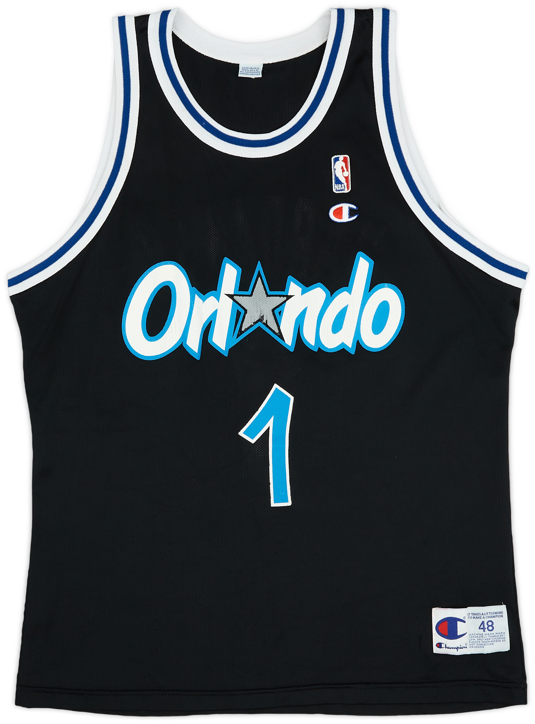 1995-98 Orlando Magic Hardaway #1 Champion Alternate Jersey (Very Good) XL